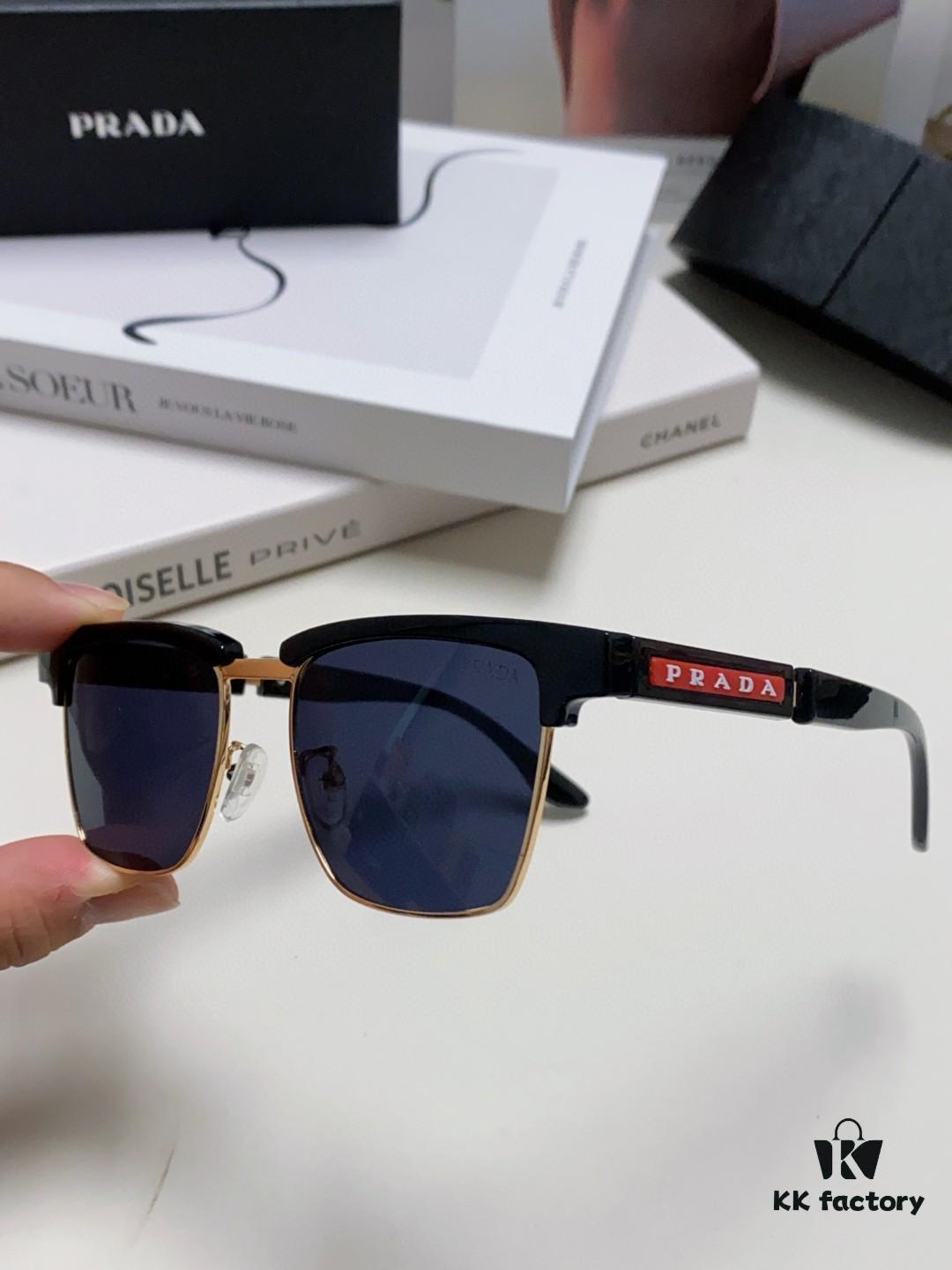 Prada Sunglasses Classic Style, Showcasing Unique Personality with Premium Metal Logo on Temples and Frame
