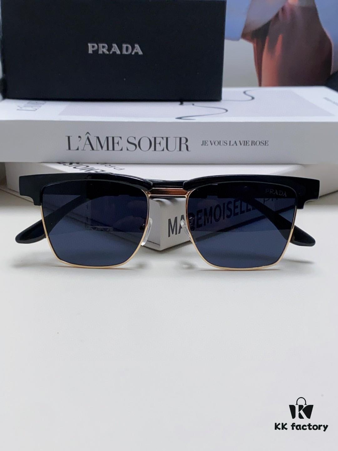 Prada Sunglasses Classic Style, Showcasing Unique Personality with Premium Metal Logo on Temples and Frame