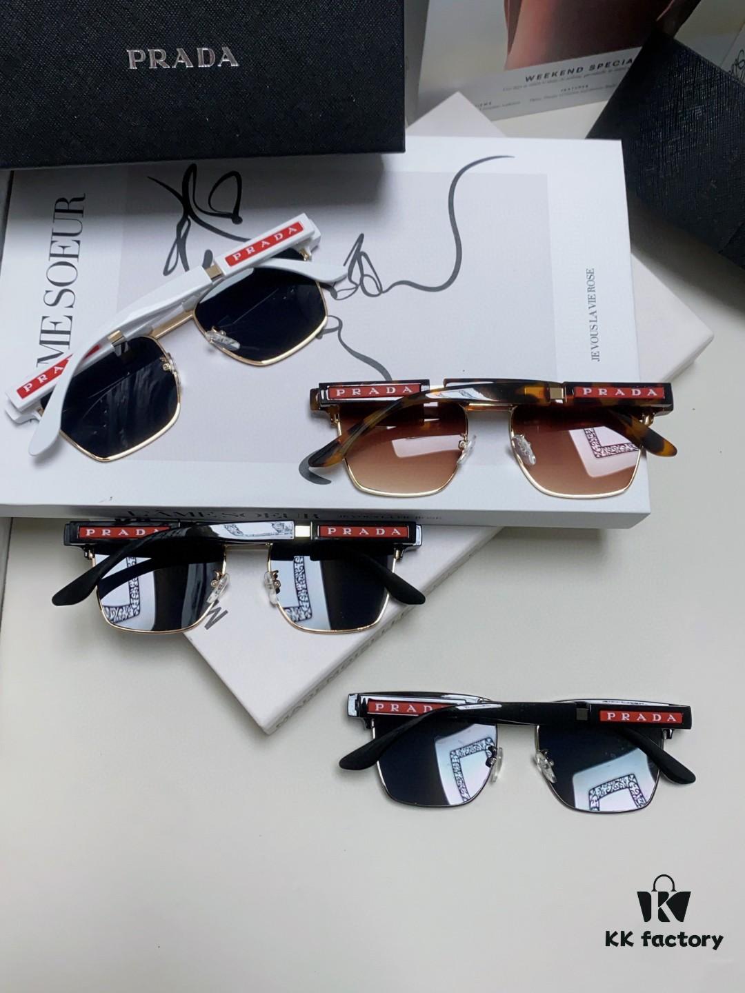 Prada Sunglasses Classic Style, Showcasing Unique Personality with Premium Metal Logo on Temples and Frame