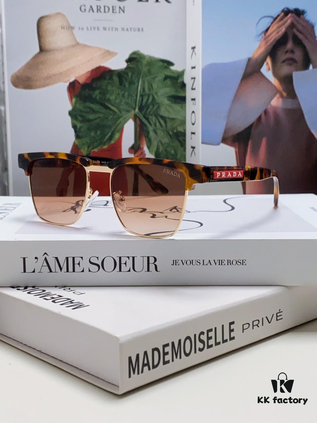 Prada Sunglasses Classic Style with Premium Metal Logo on Temples and Frame