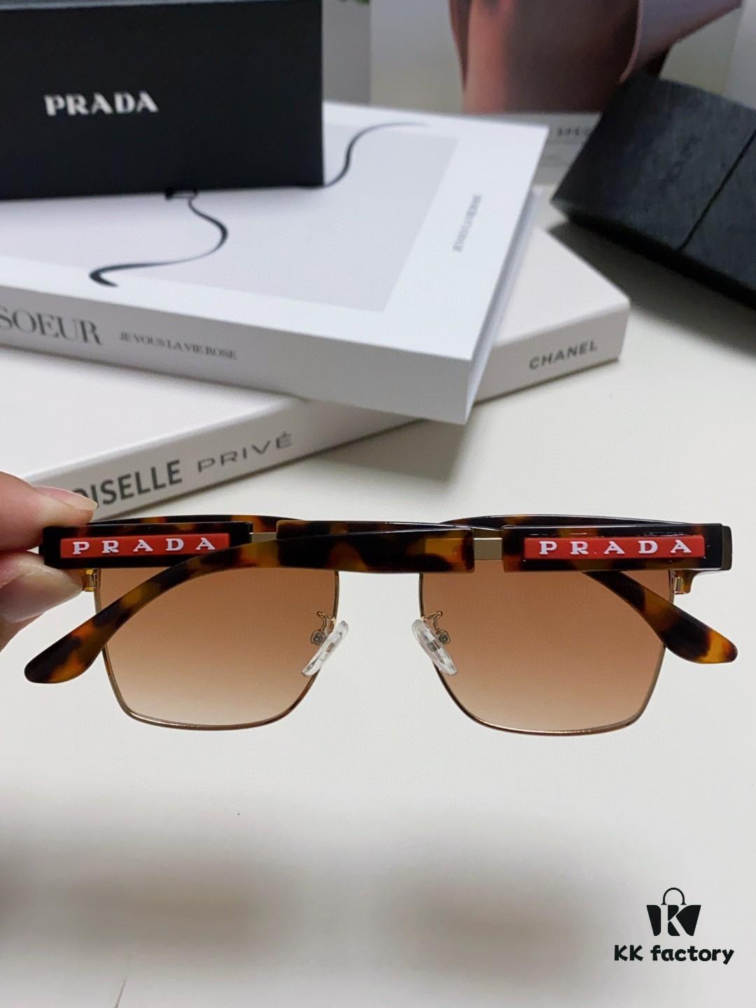 Prada Sunglasses Classic Style with Premium Metal Logo on Temples and Frame