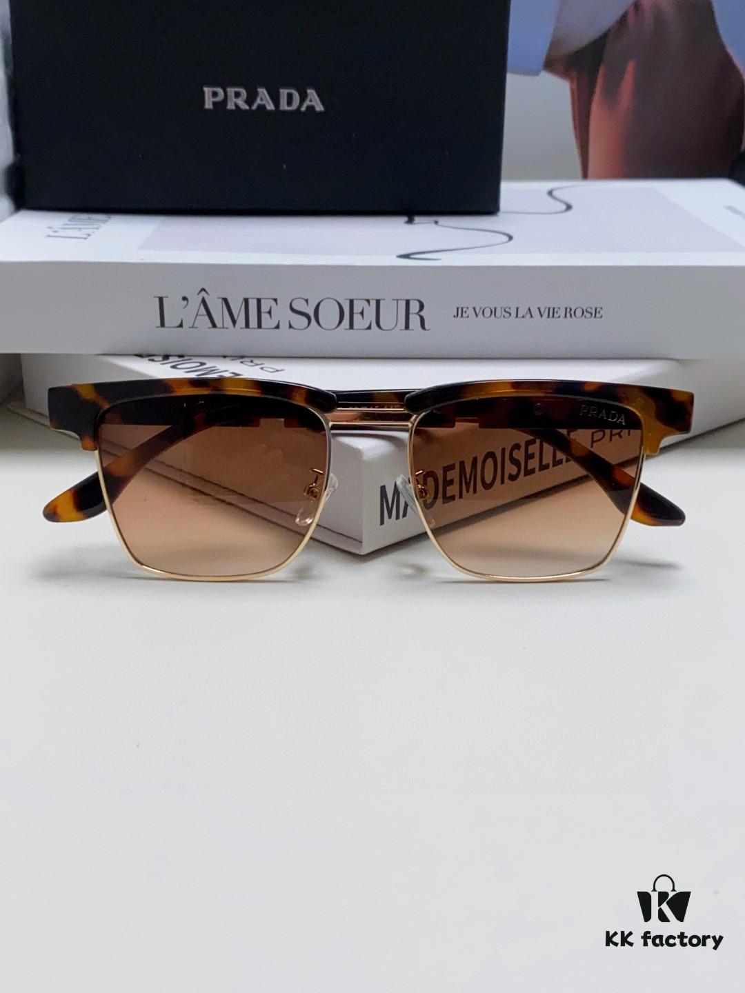 Prada Sunglasses Classic Style with Premium Metal Logo on Temples and Frame