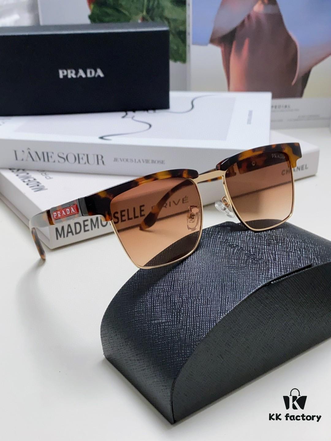 Prada Sunglasses Classic Style with Premium Metal Logo on Temples and Frame