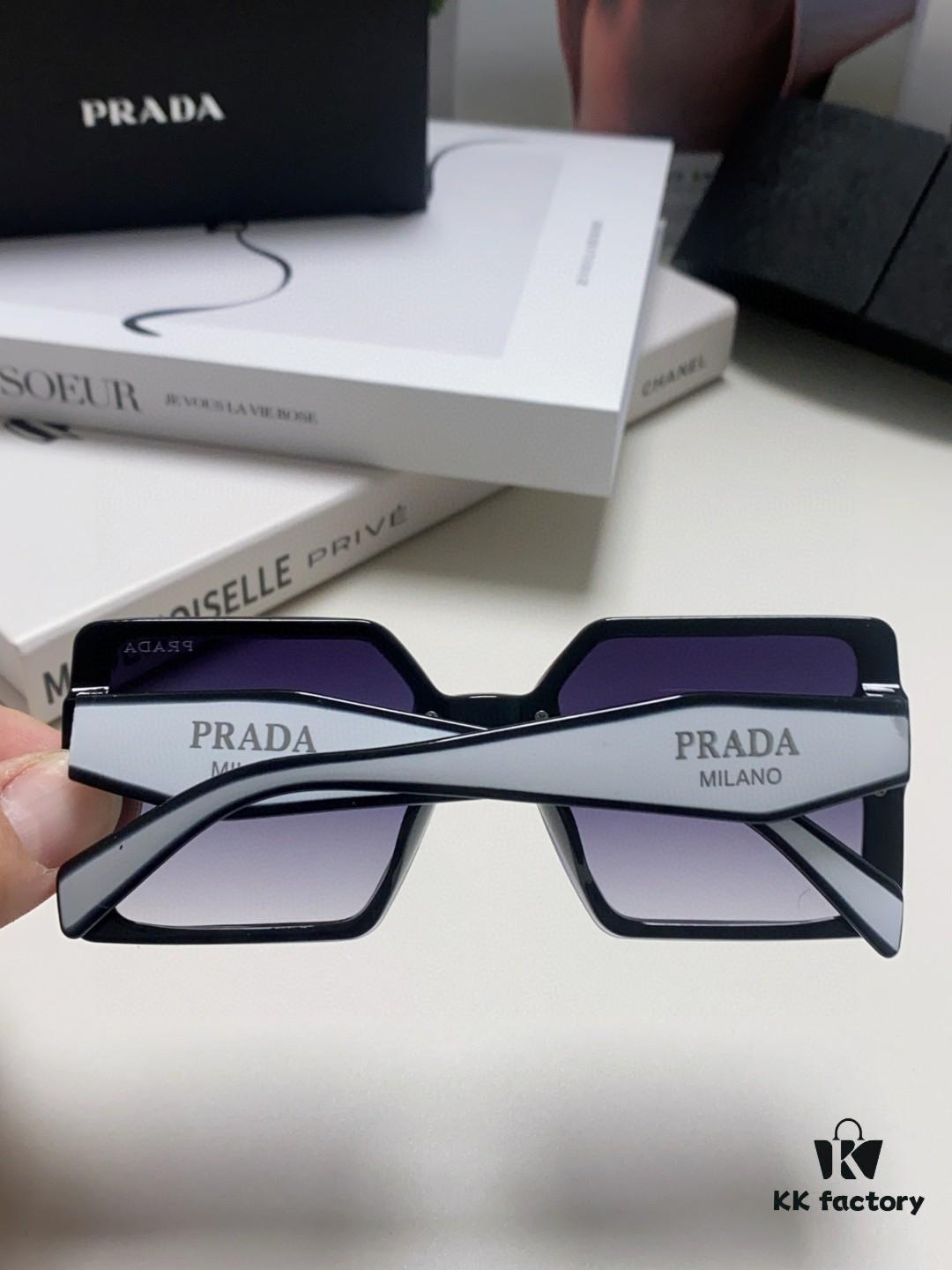 Prada 2024 New Fashion Minimalist Gradient Sunglasses for Round Face, Square Korean-style UV Protection Retro Ins-style Sunglasses