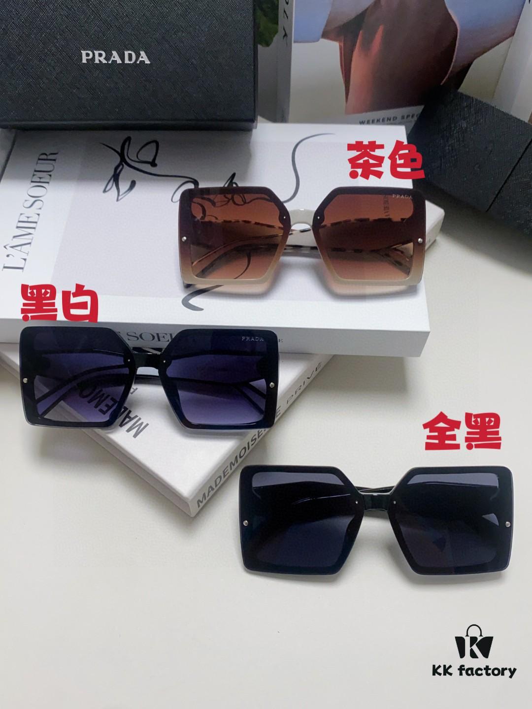 Prada 2024 New Fashion Minimalist Gradient Sunglasses for Round Face, Square Korean-style UV Protection Retro Ins-style Sunglasses