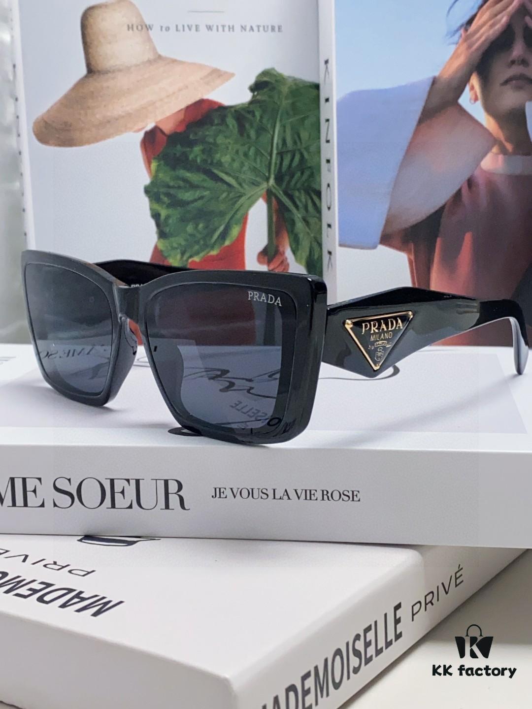 Prada 2024 New Arrival Women's Sunglasses Summer UV Protection Fashion Round Frame Unisex Trendy Sun Glasses for Driving