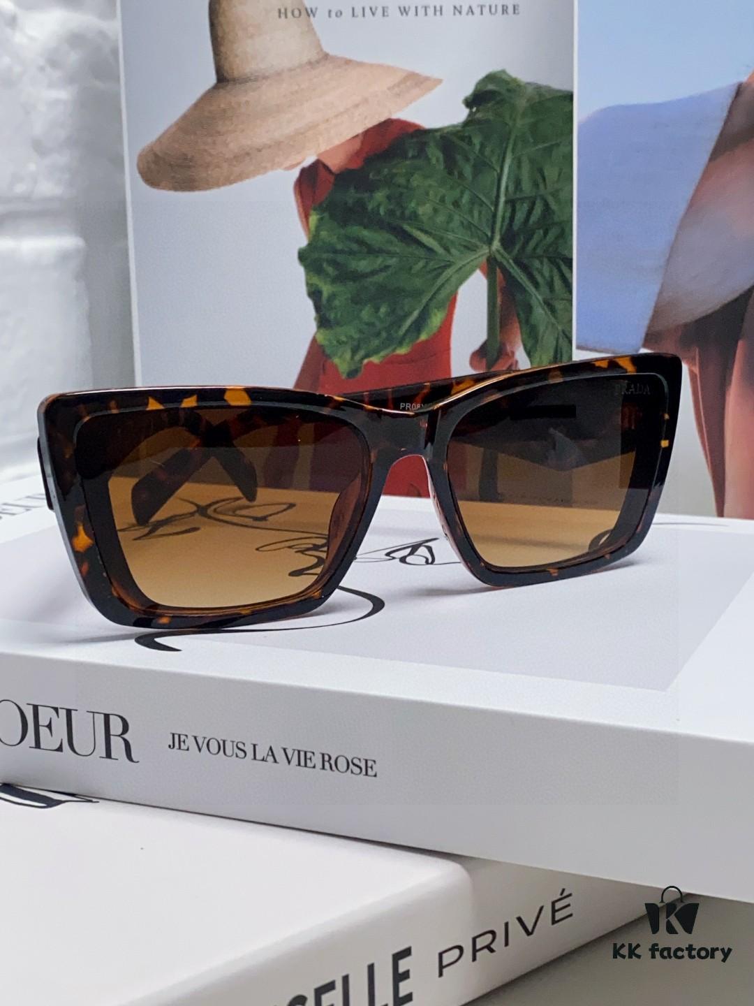 Prada 2024 New Arrival Sunglasses for Women, UV-Protective Fashion Sun Glasses for Summer, Trendy Round Frame Unisex Eyewear for Driving and Online Celebrity Style