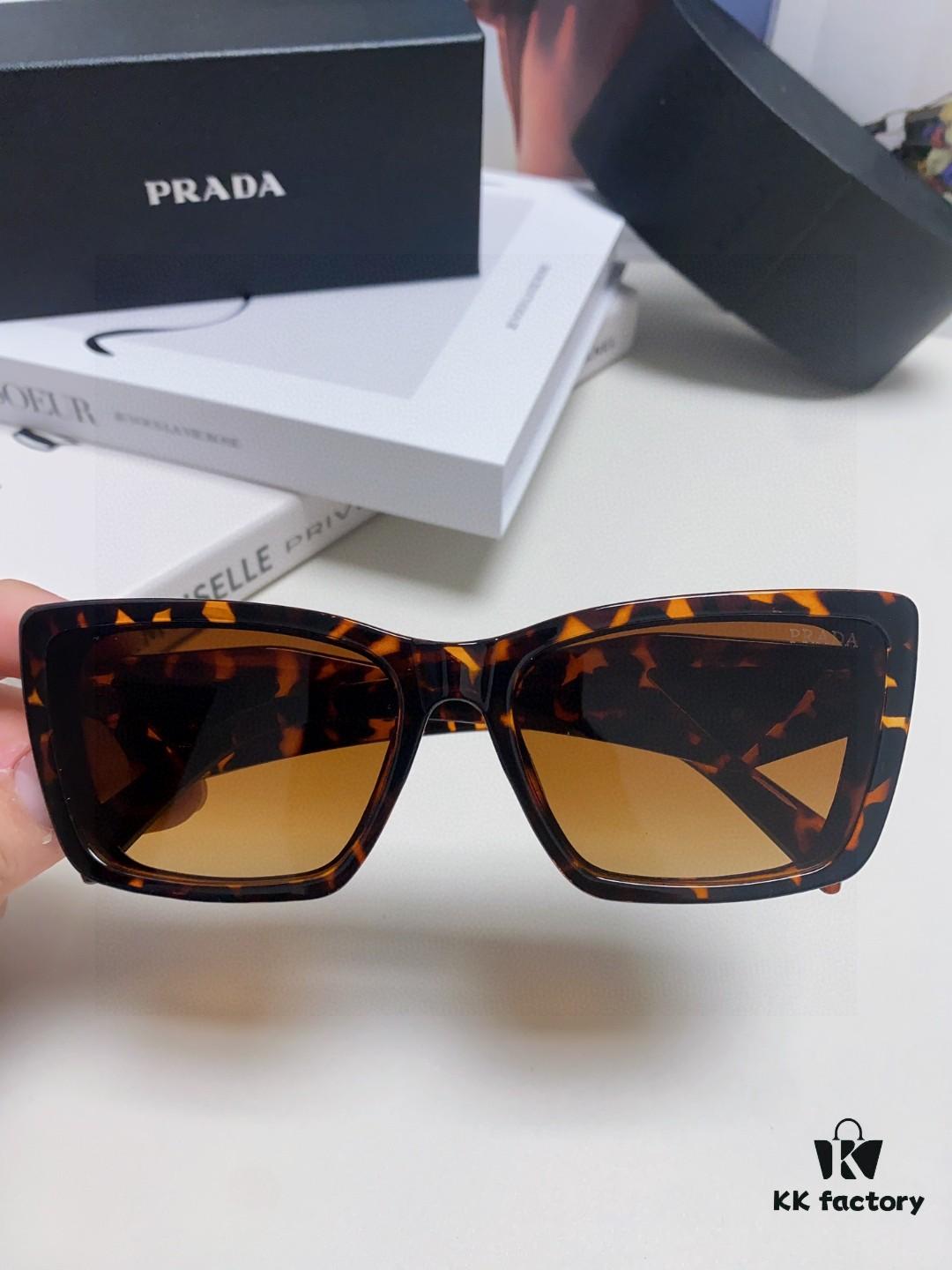 Prada 2024 New Arrival Sunglasses for Women, UV-Protective Fashion Sun Glasses for Summer, Trendy Round Frame Unisex Eyewear for Driving and Online Celebrity Style