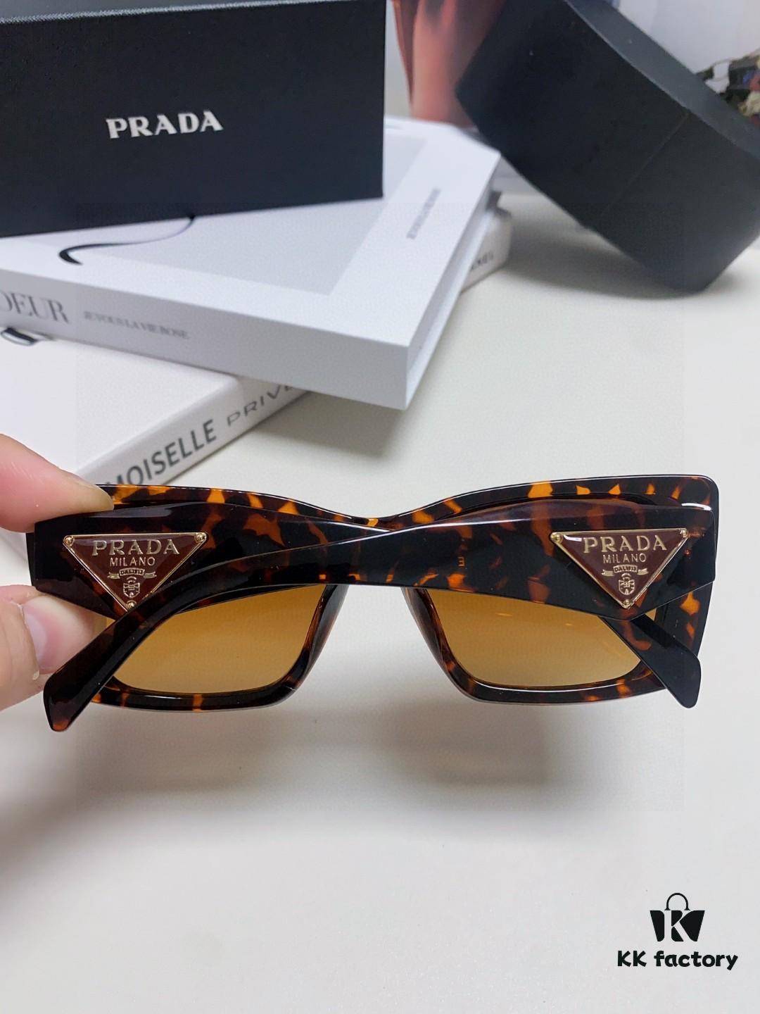 Prada 2024 New Arrival Sunglasses for Women, UV-Protective Fashion Sun Glasses for Summer, Trendy Round Frame Unisex Eyewear for Driving and Online Celebrity Style