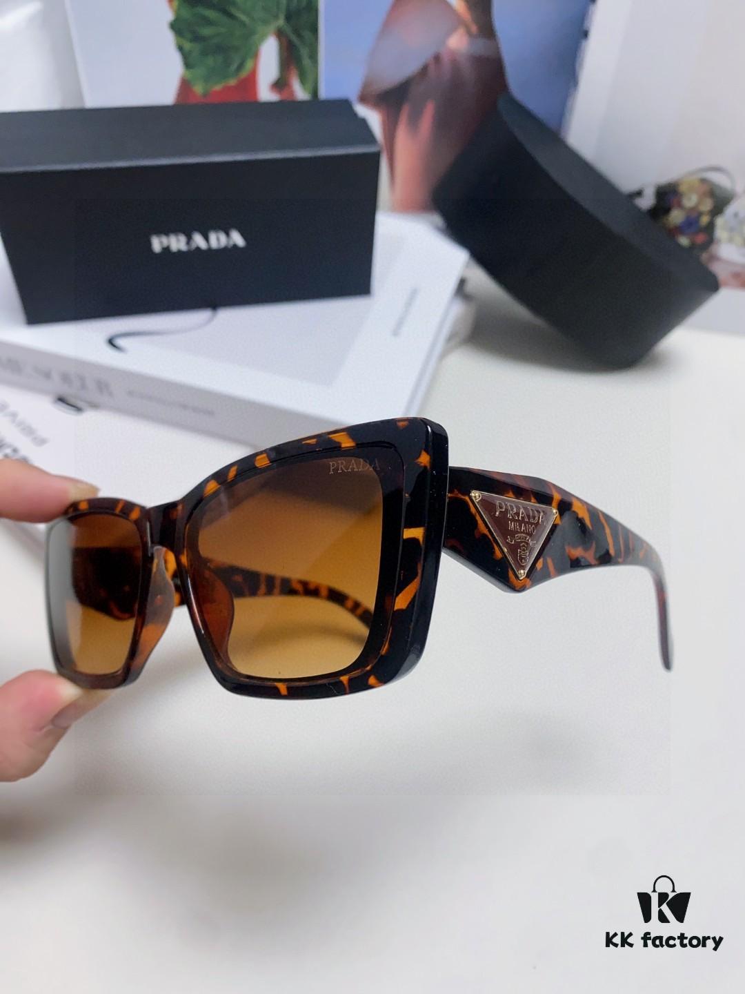 Prada 2024 New Arrival Sunglasses for Women, UV-Protective Fashion Sun Glasses for Summer, Trendy Round Frame Unisex Eyewear for Driving and Online Celebrity Style