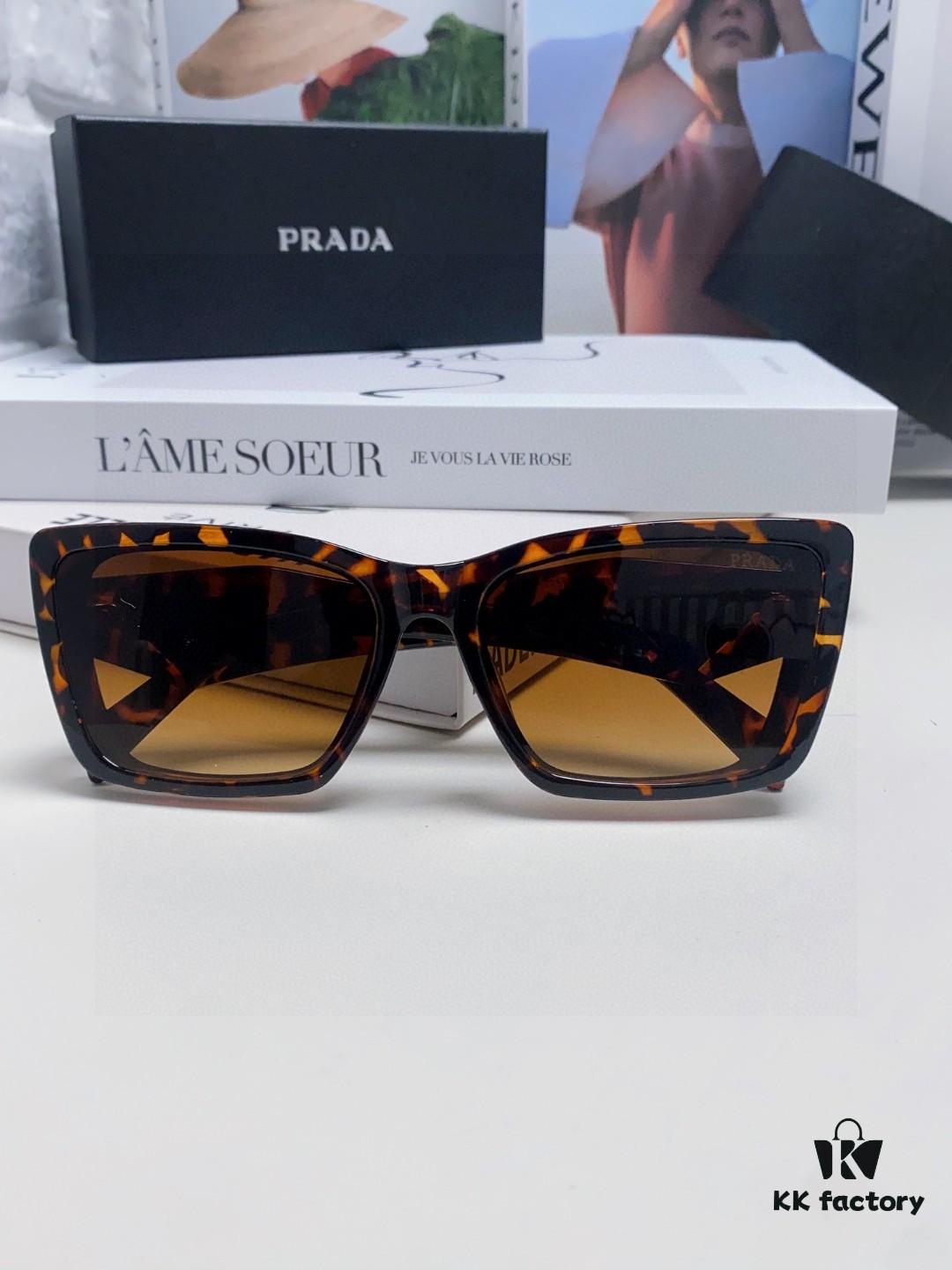 Prada 2024 New Arrival Sunglasses for Women, UV-Protective Fashion Sun Glasses for Summer, Trendy Round Frame Unisex Eyewear for Driving and Online Celebrity Style