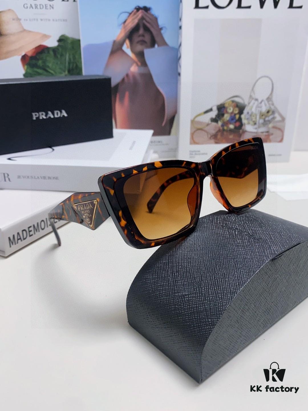 Prada 2024 New Arrival Sunglasses for Women, UV-Protective Fashion Sun Glasses for Summer, Trendy Round Frame Unisex Eyewear for Driving and Online Celebrity Style