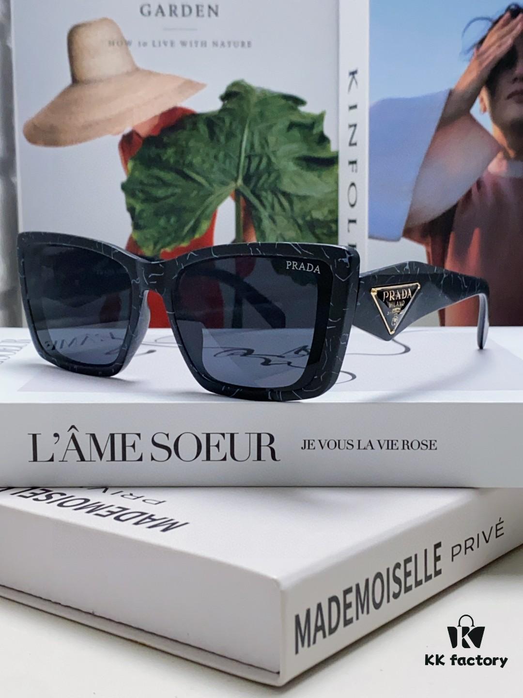 Prada 2024 New Arrival Sunglasses for Women, UV-Protective Fashion Sun Glasses for Summer Driving, Trendy Round Frame Unisex Shades