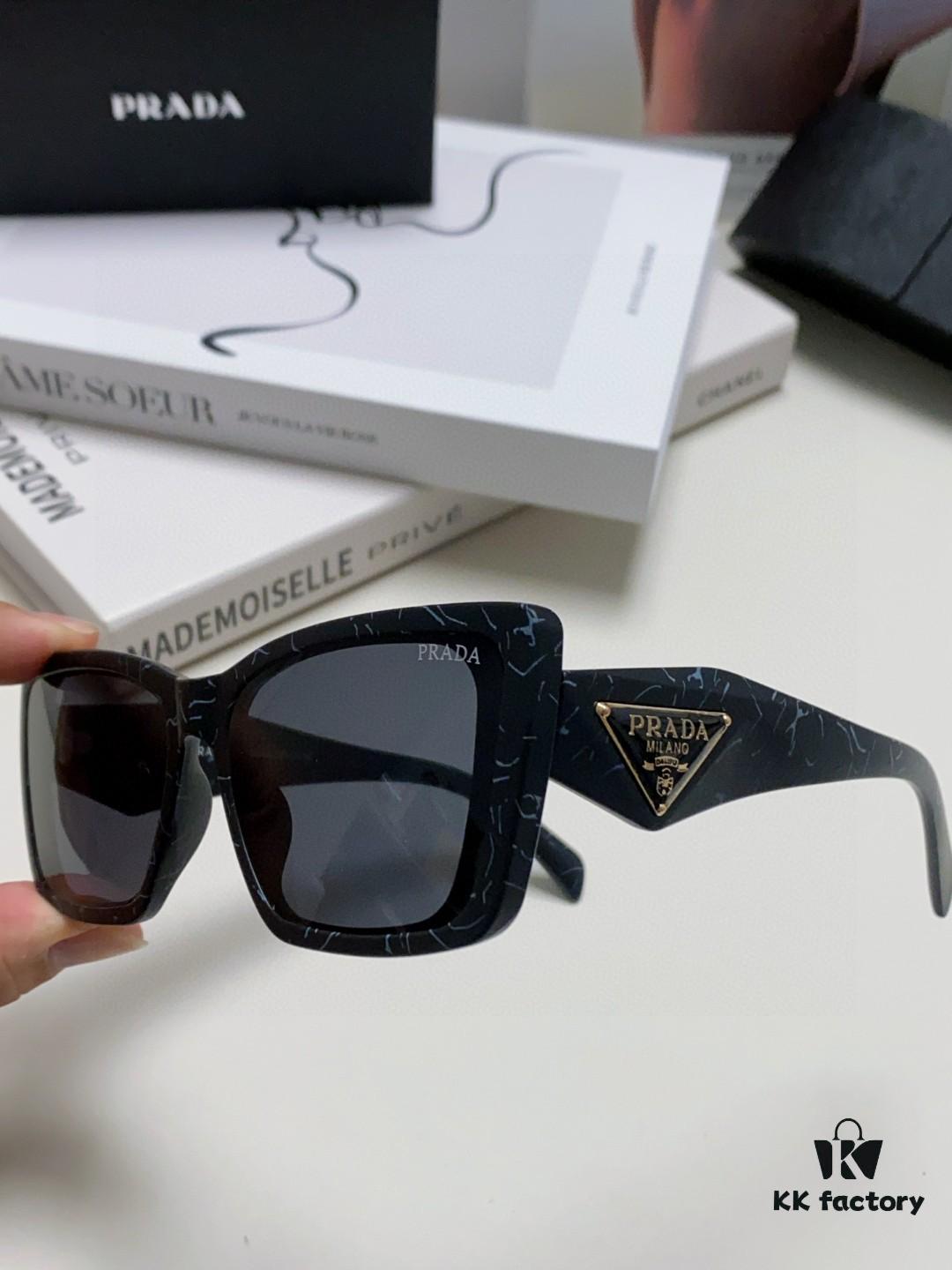 Prada 2024 New Arrival Sunglasses for Women, UV-Protective Fashion Sun Glasses for Summer Driving, Trendy Round Frame Unisex Shades