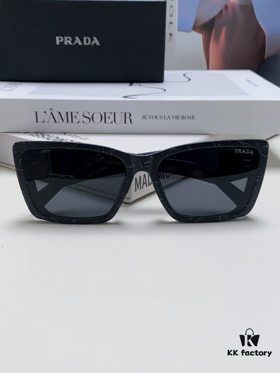 Prada 2024 New Arrival Sunglasses for Women, UV-Protective Fashion Sun Glasses for Summer Driving, Trendy Round Frame Unisex Shades