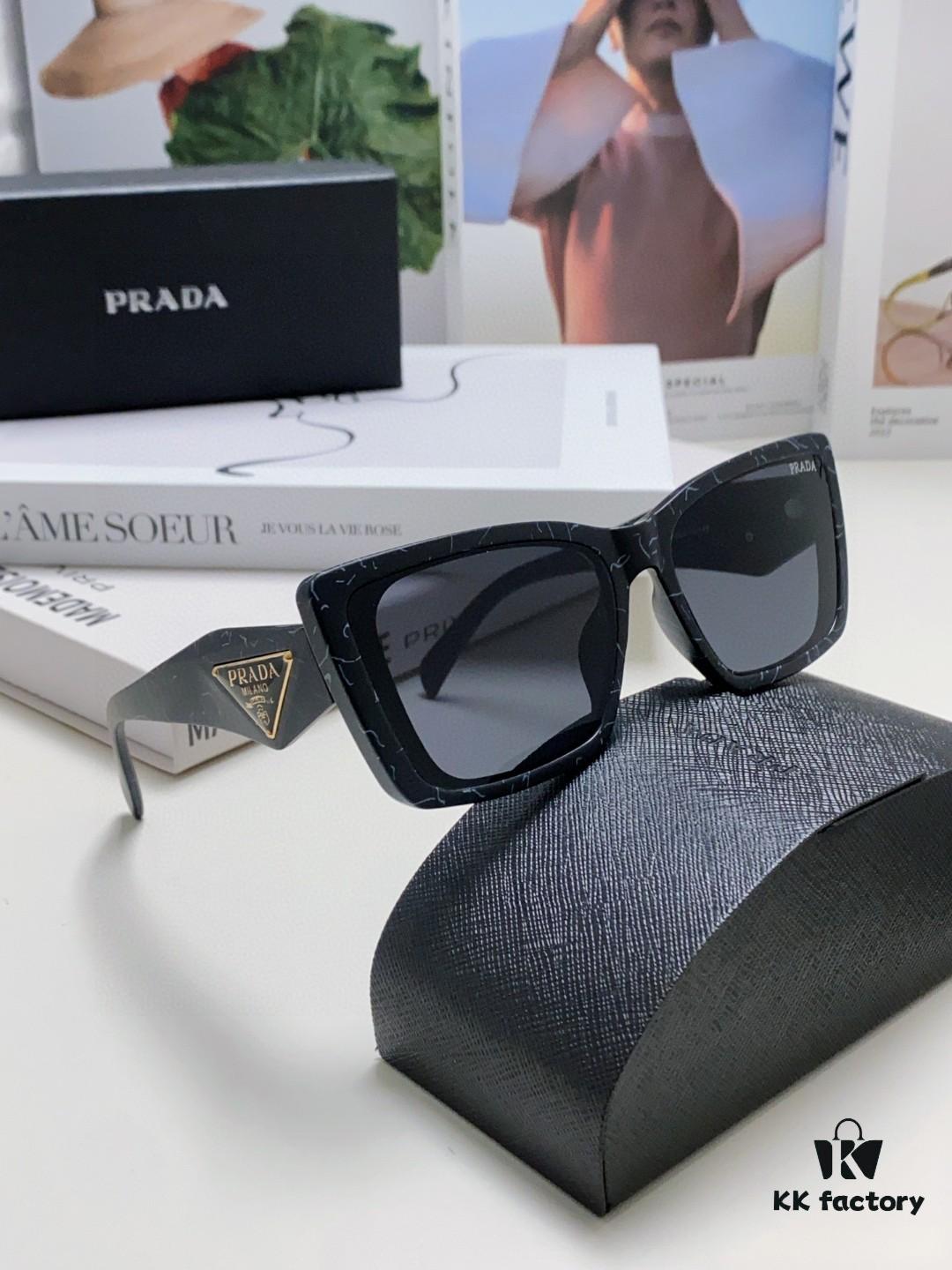 Prada 2024 New Arrival Sunglasses for Women, UV-Protective Fashion Sun Glasses for Summer Driving, Trendy Round Frame Unisex Shades