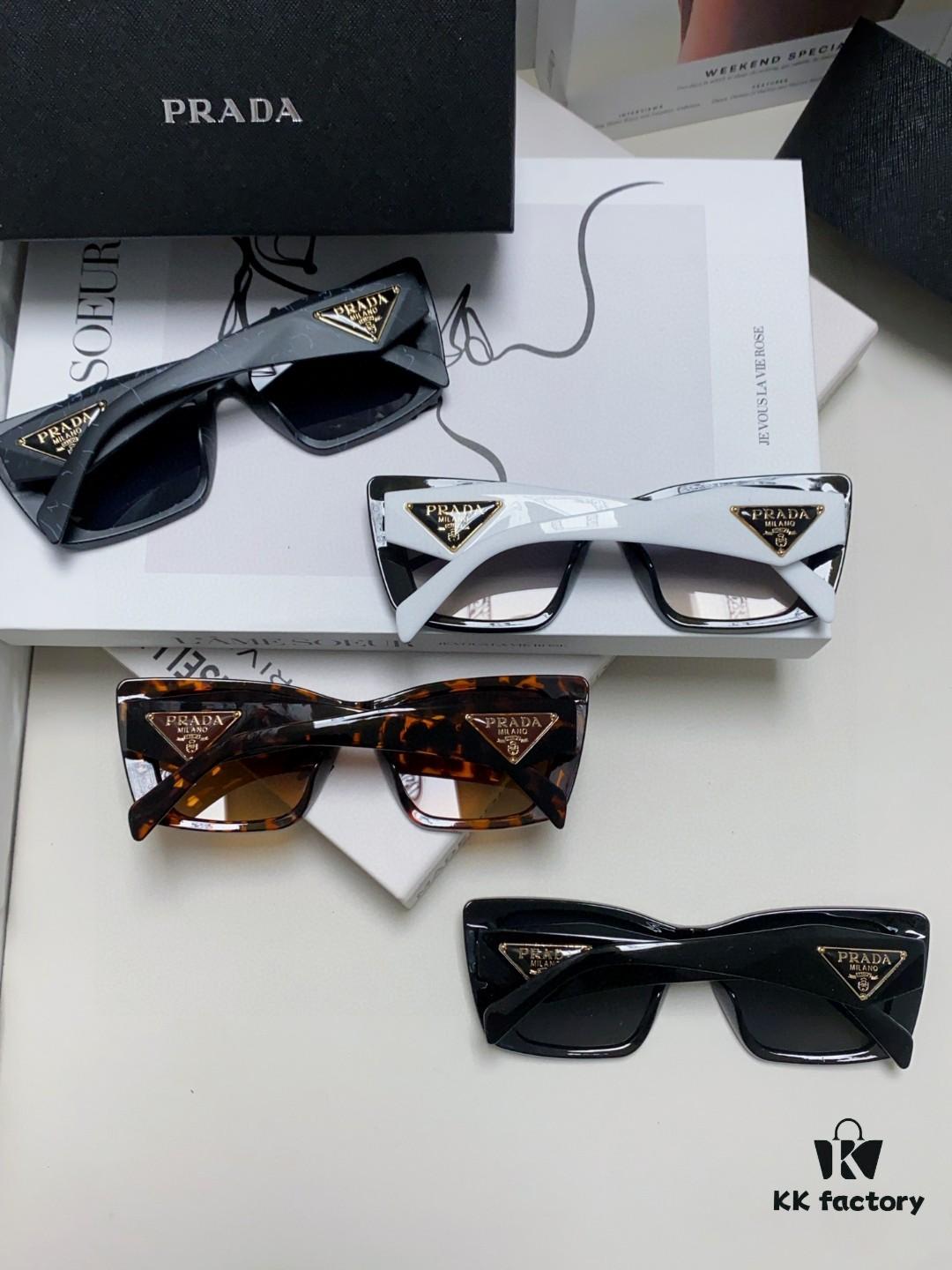 Prada 2024 New Arrival Sunglasses for Women, UV-Protective Fashion Sun Glasses for Summer Driving, Trendy Round Frame Unisex Shades