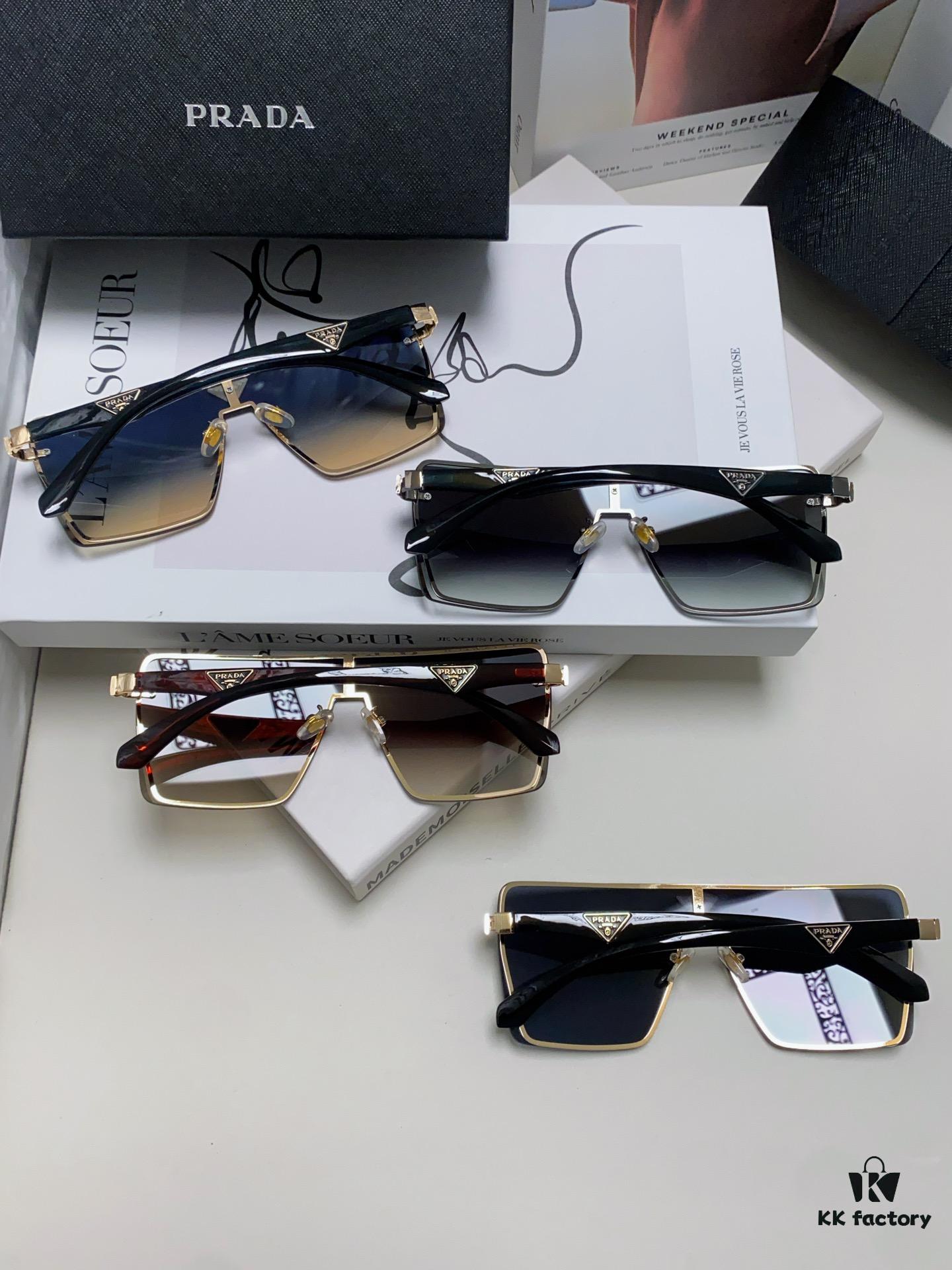 Prada 2024 New Large-Frame Unisex Sunglasses, Fashionable and Trendy Casual Shades, Travel and Driving Sun Glasses