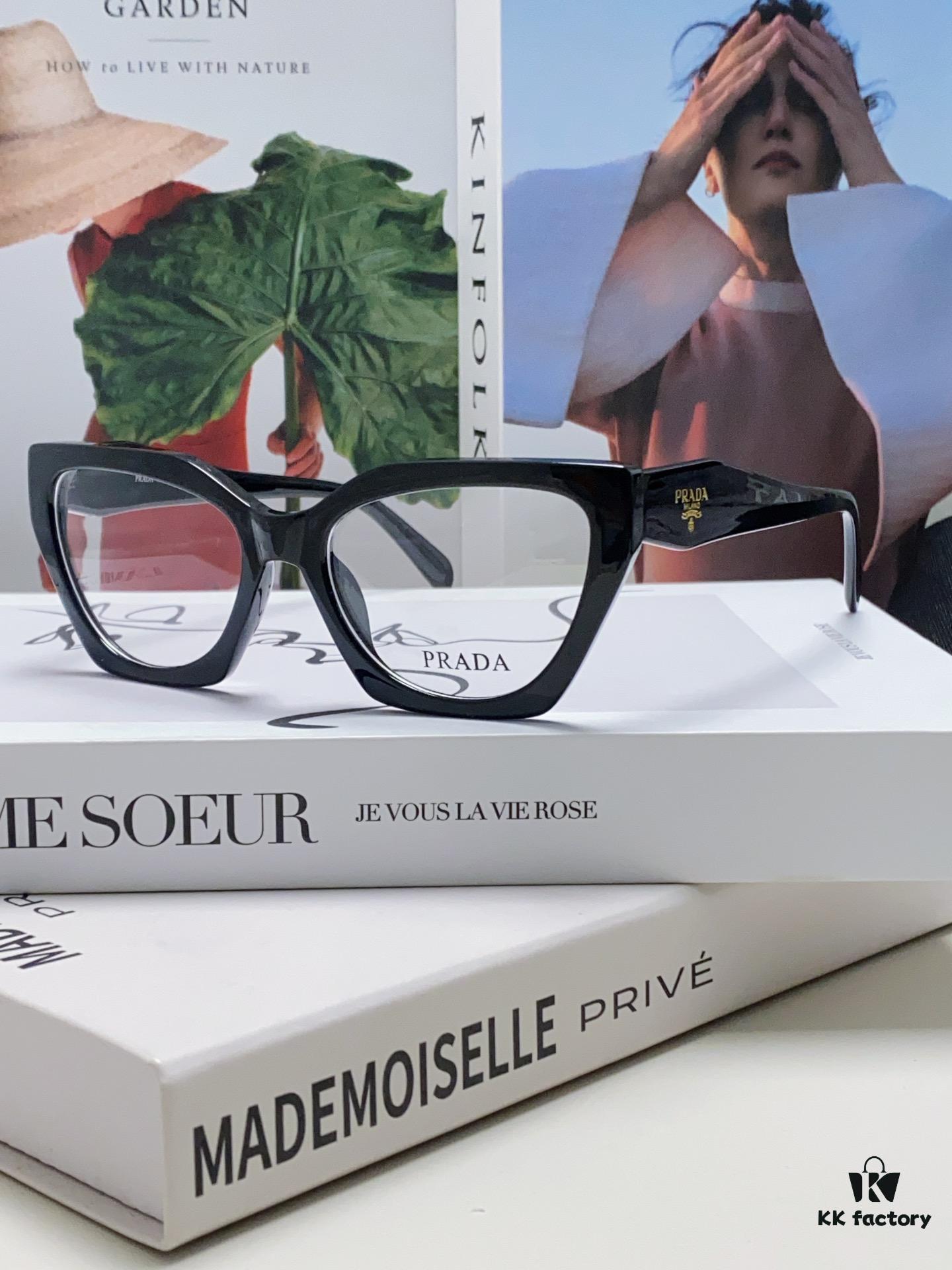 Prada 2024 New Optical Eyeglass Frame Cat-Eye Large Frame Women's Casual Fashion Glasses Sunglasses