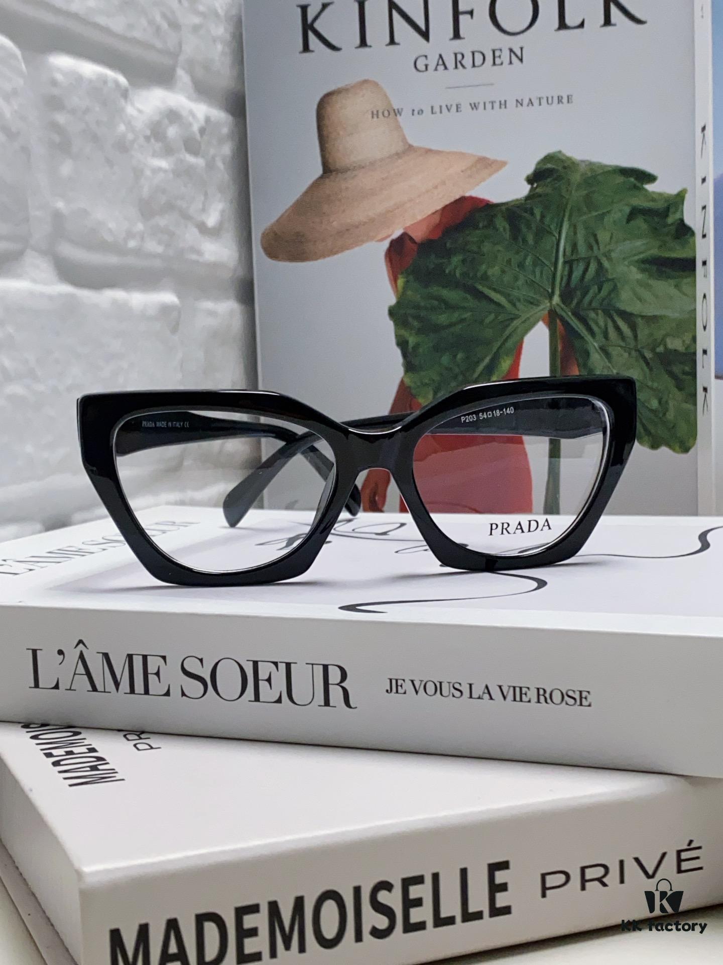 Prada 2024 New Optical Eyeglass Frame Cat-Eye Large Frame Women's Casual Fashion Glasses Sunglasses