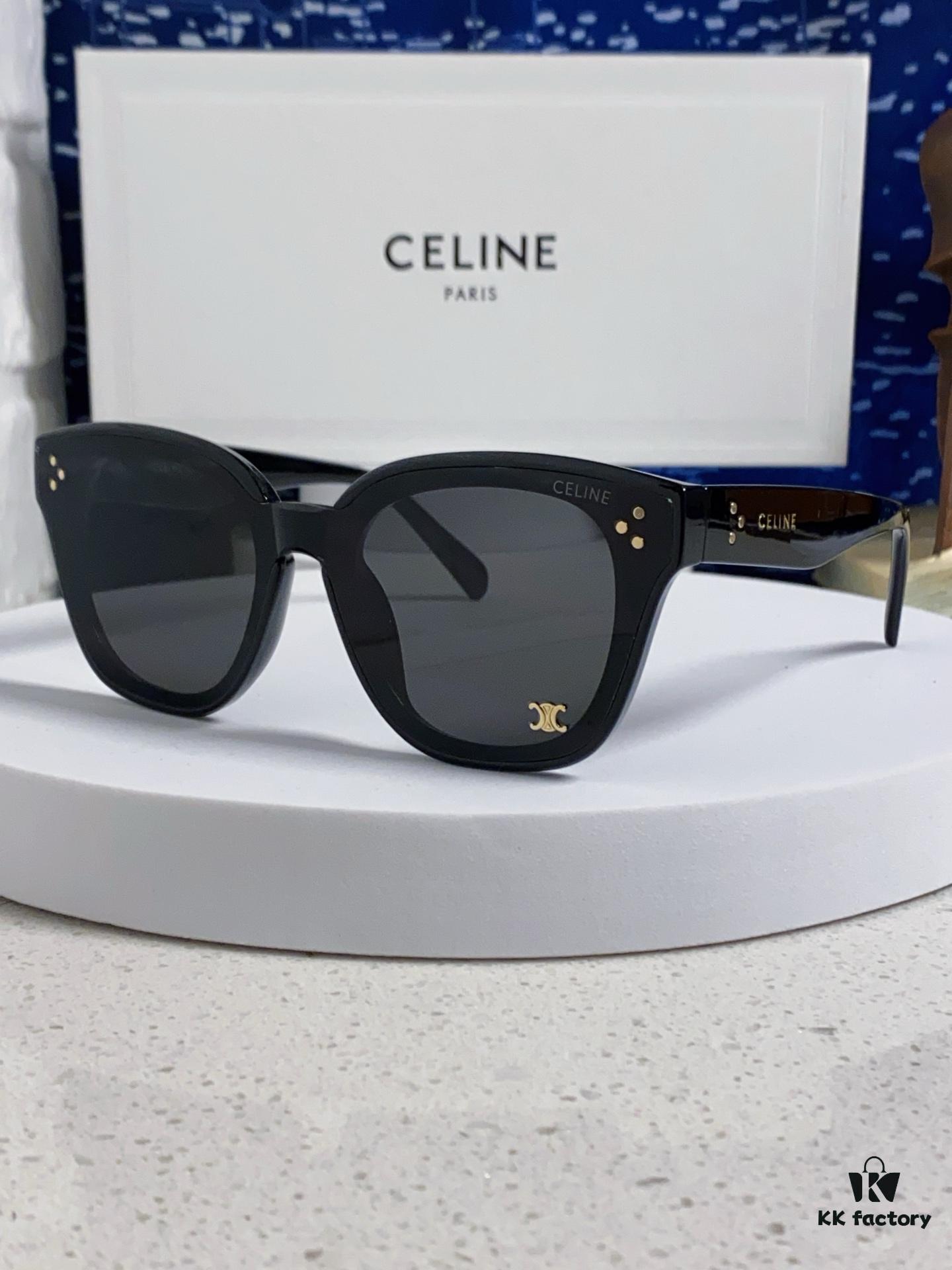 Celine 2025 New Korean Style Fashion Sunglasses for Women, Square Frame with Arches Design, Slimming Effect for Round Faces, UV Protection Unisex Sunglasses
