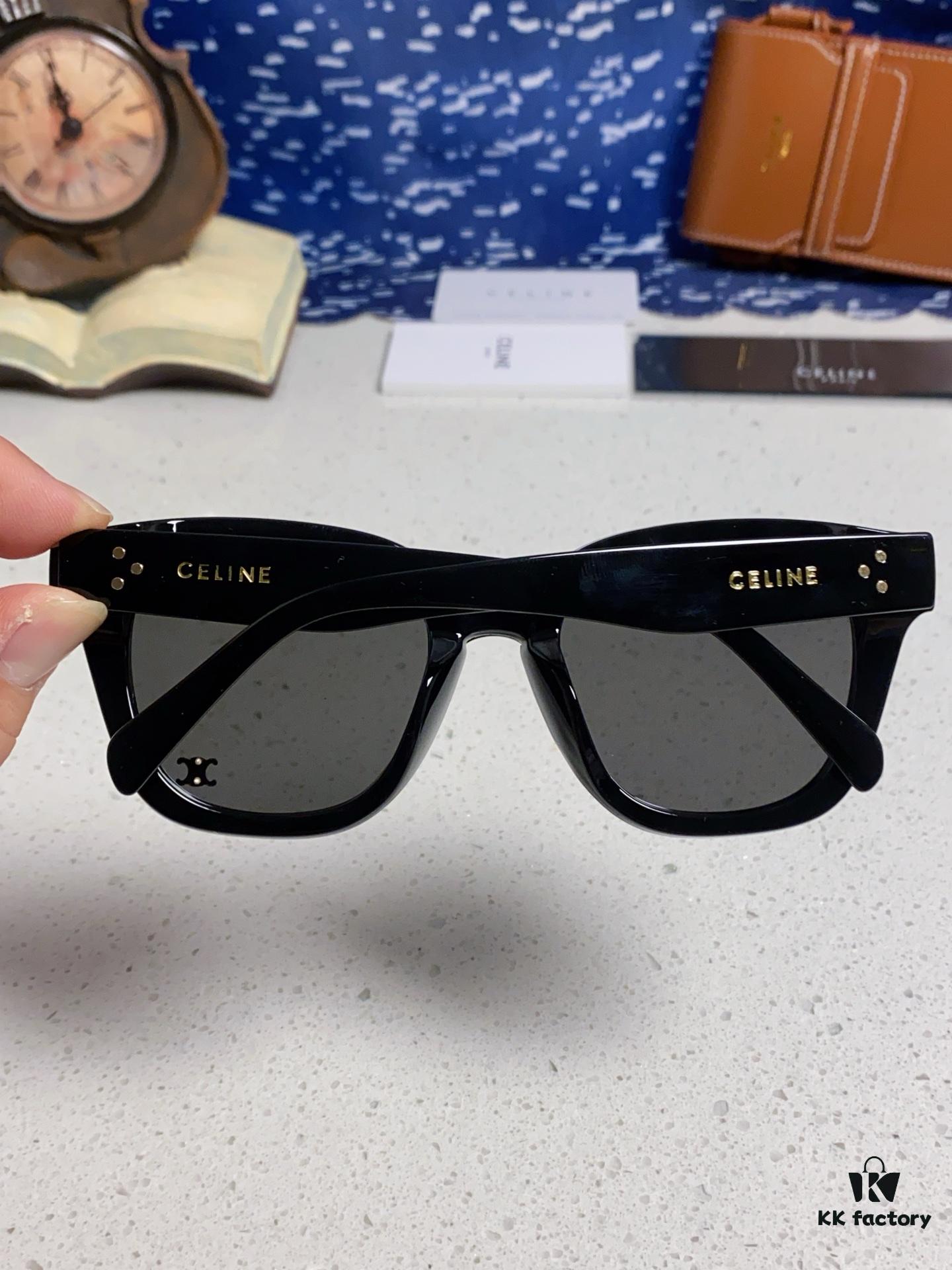 Celine 2025 New Korean Style Fashion Sunglasses for Women, Square Frame with Arches Design, Slimming Effect for Round Faces, UV Protection Unisex Sunglasses