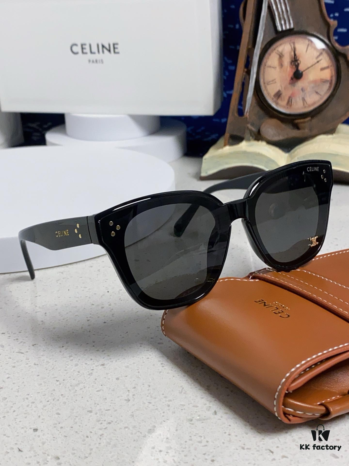 Celine 2025 New Korean Style Fashion Sunglasses for Women, Square Frame with Arches Design, Slimming Effect for Round Faces, UV Protection Unisex Sunglasses