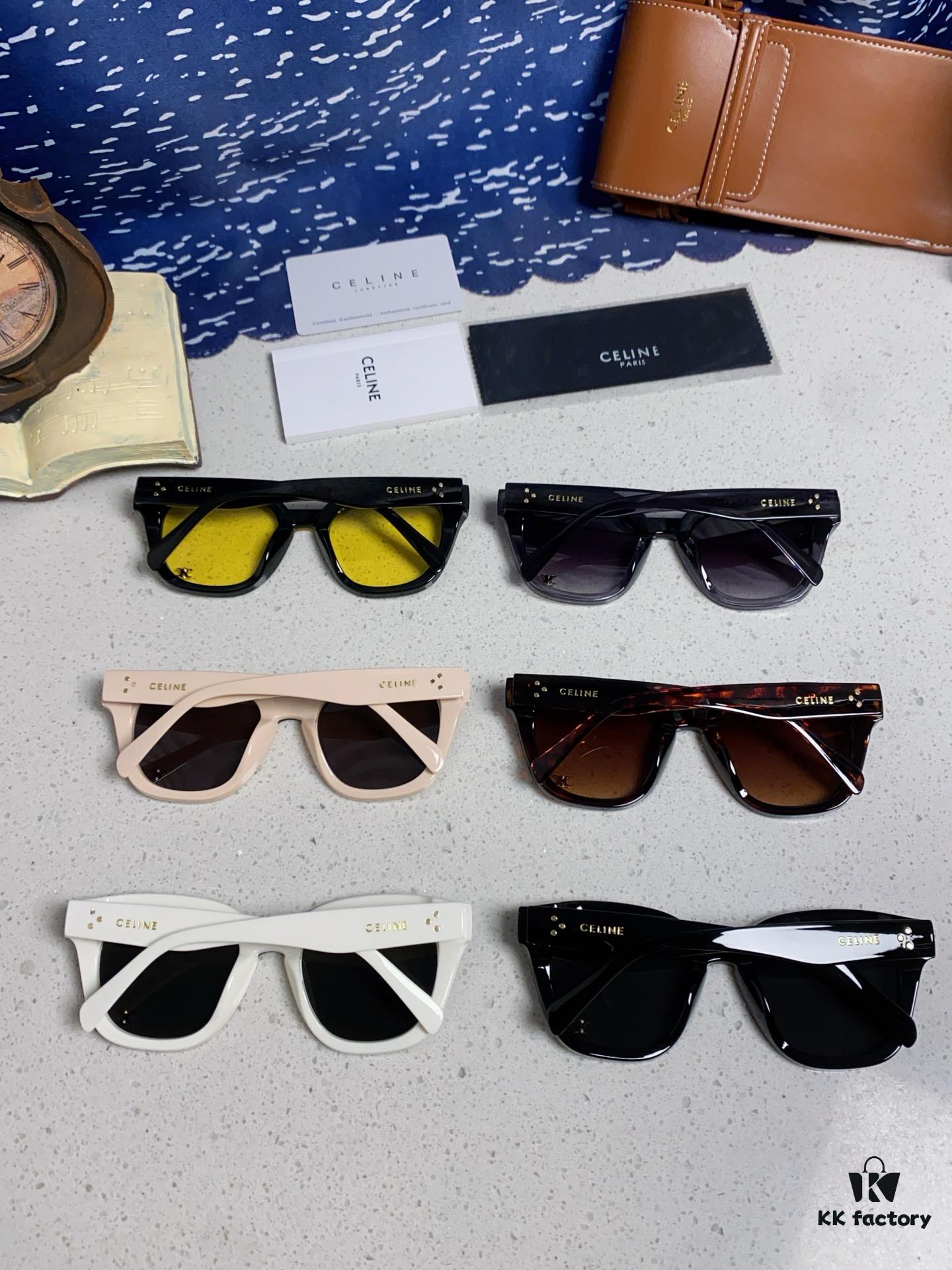Celine 2025 New Arrival Korean Style Fashion Sunglasses for Women, Avant-Garde Square Frame Inspired by Arc de Triomphe, Slimming Effect for Round Faces, UV Protection Unisex Sun Glasses