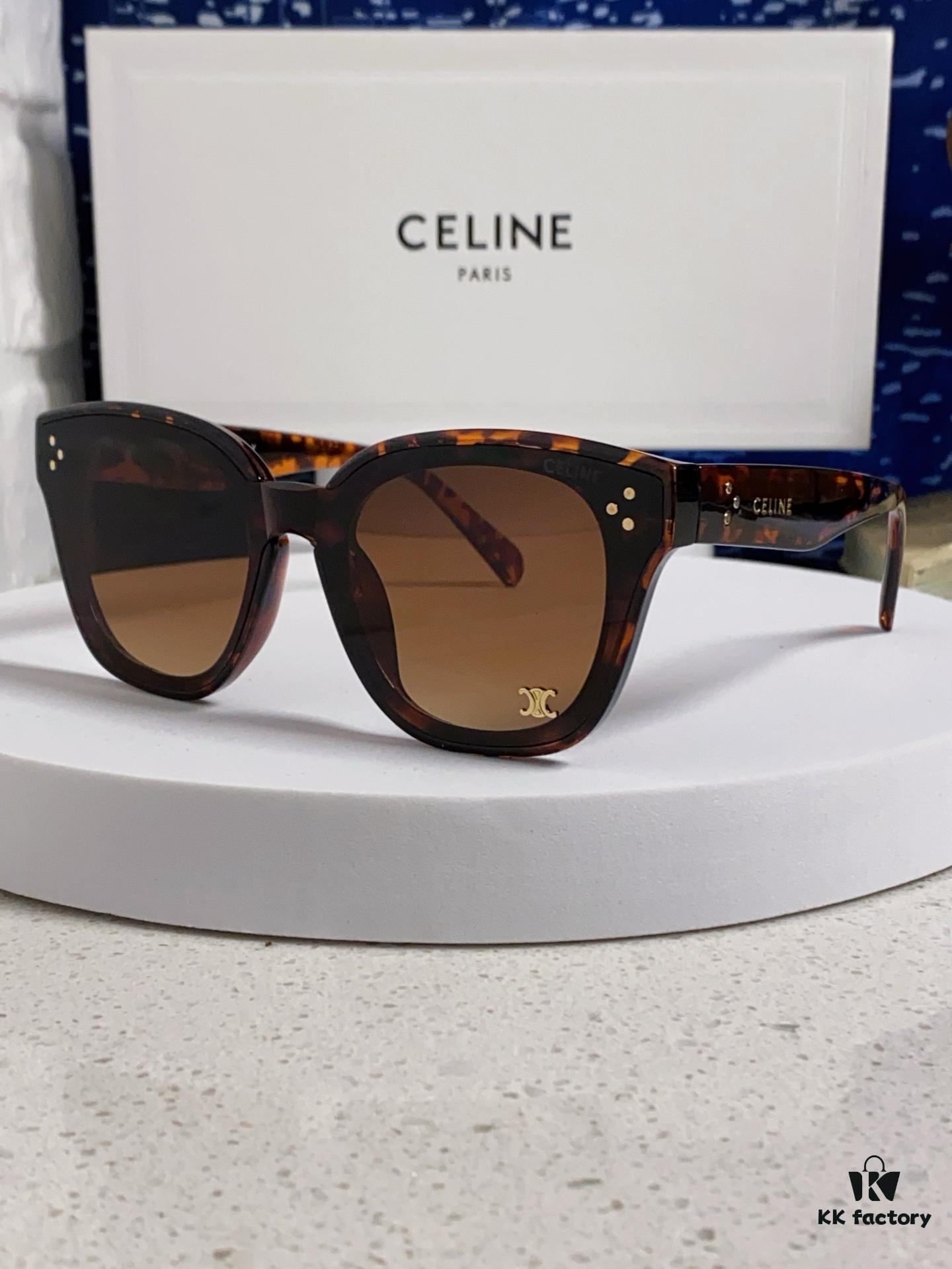 Celine 2025 New Arrival Korean Style Fashion Sunglasses for Women, Avant-Garde Square Frame Inspired by Arc de Triomphe, Slimming Effect for Round Faces, UV Protection Unisex Sun Glasses