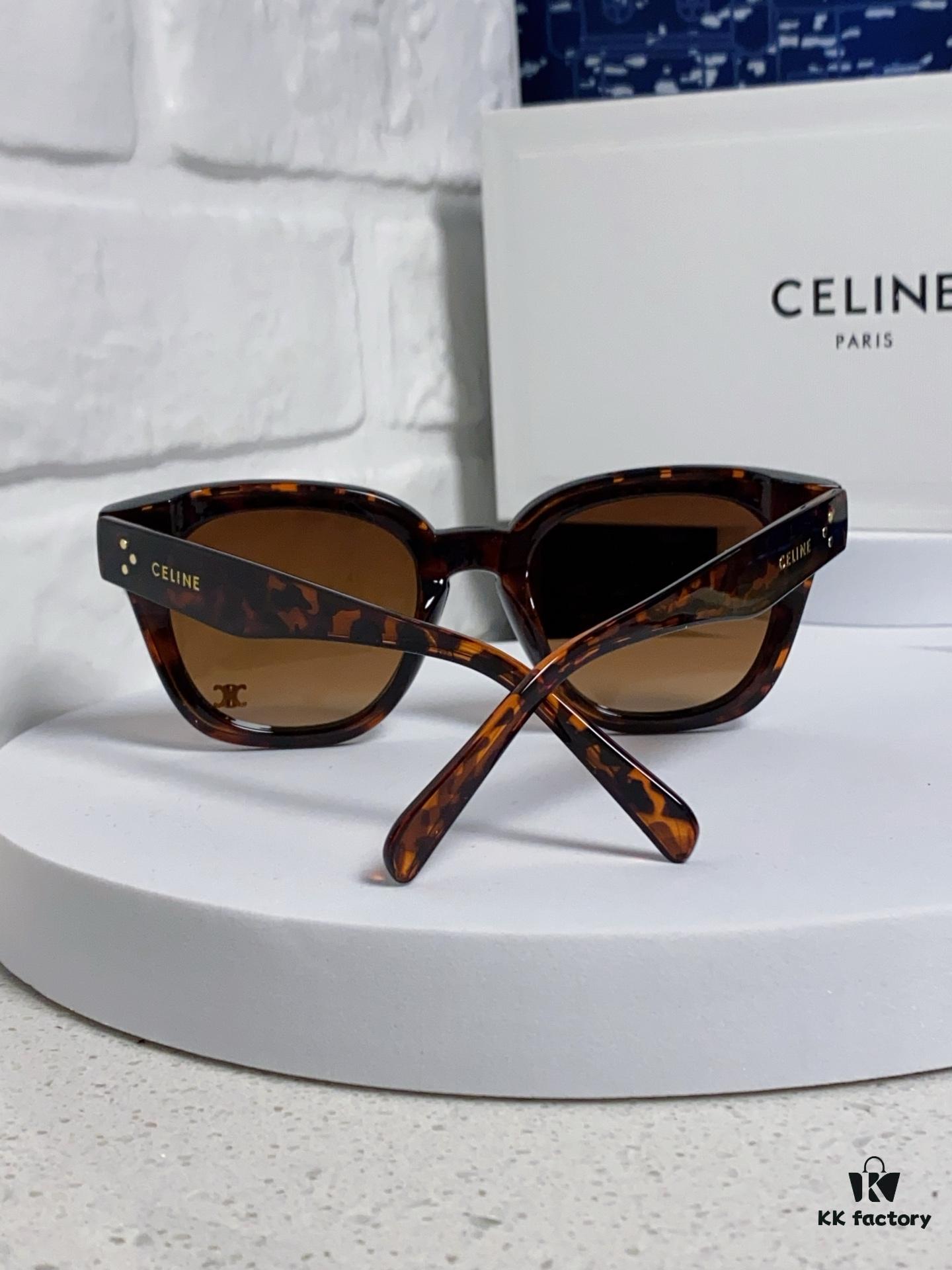 Celine 2025 New Arrival Korean Style Fashion Sunglasses for Women, Avant-Garde Square Frame Inspired by Arc de Triomphe, Slimming Effect for Round Faces, UV Protection Unisex Sun Glasses
