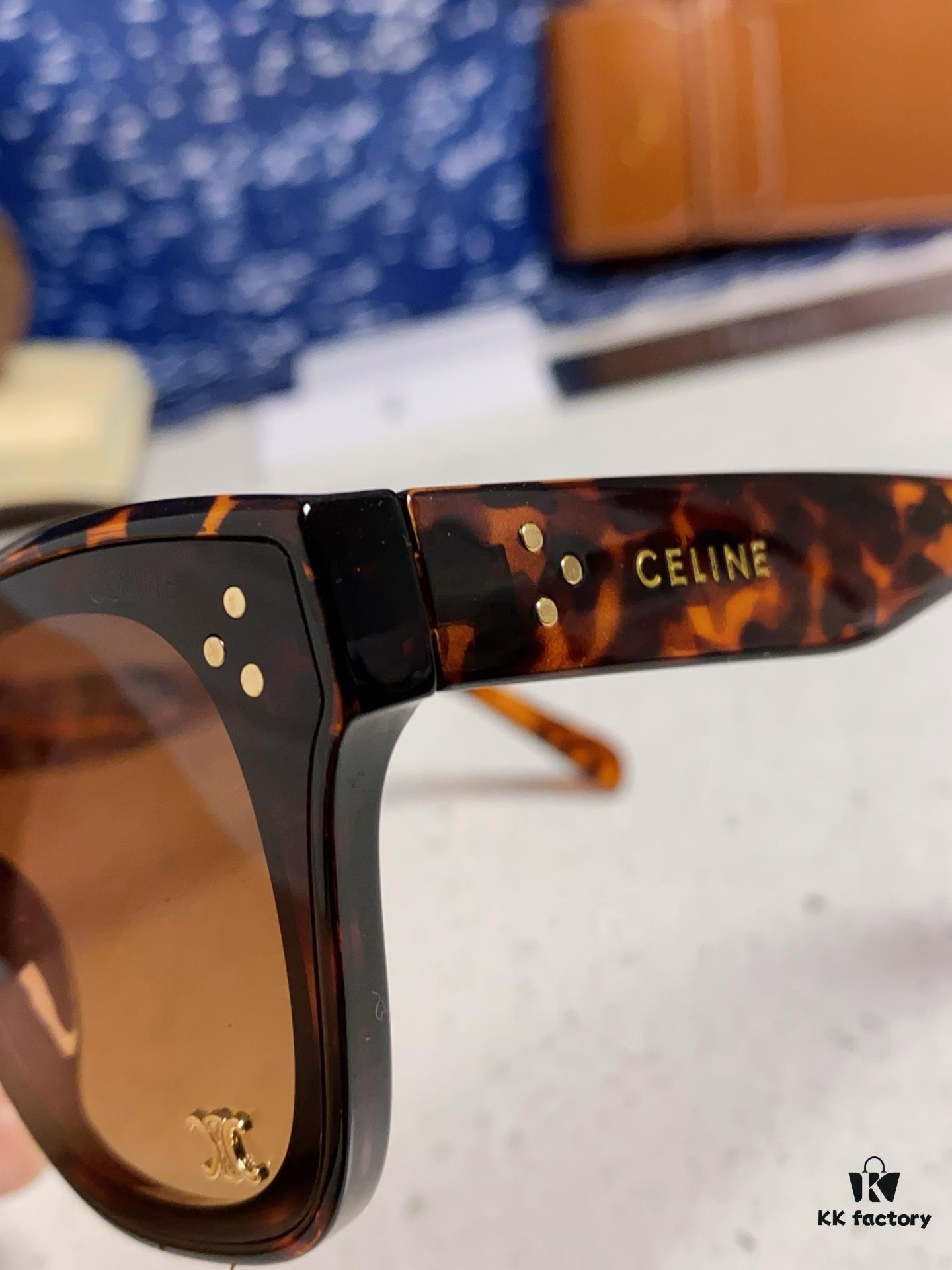 Celine 2025 New Arrival Korean Style Fashion Sunglasses for Women, Avant-Garde Square Frame Inspired by Arc de Triomphe, Slimming Effect for Round Faces, UV Protection Unisex Sun Glasses