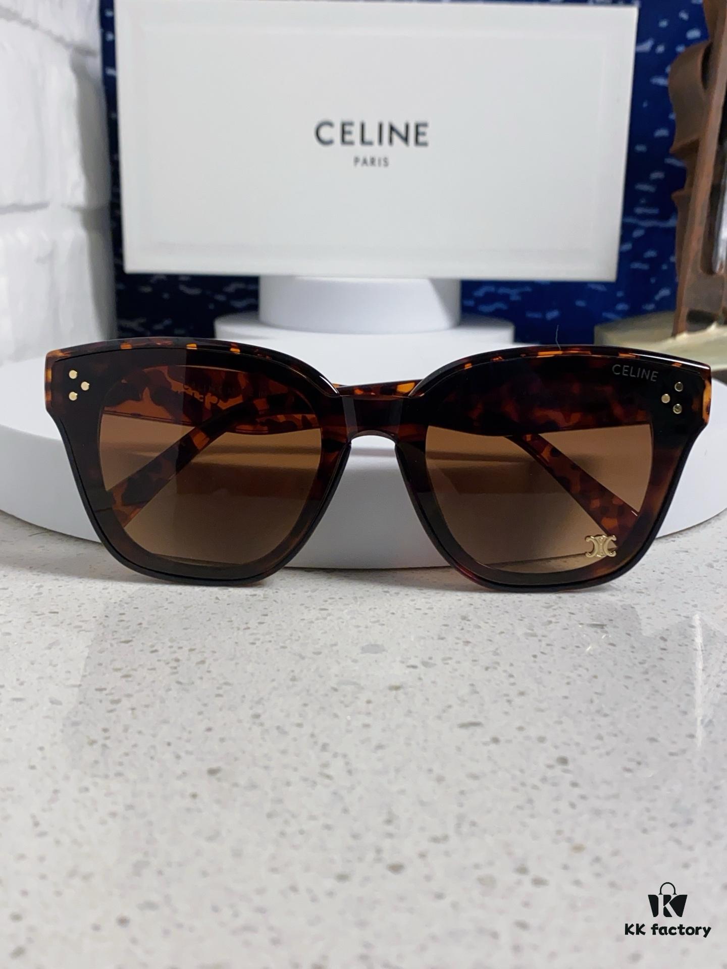 Celine 2025 New Arrival Korean Style Fashion Sunglasses for Women, Avant-Garde Square Frame Inspired by Arc de Triomphe, Slimming Effect for Round Faces, UV Protection Unisex Sun Glasses