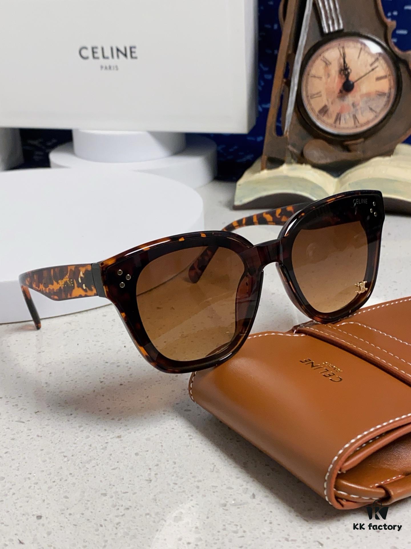 Celine 2025 New Arrival Korean Style Fashion Sunglasses for Women, Avant-Garde Square Frame Inspired by Arc de Triomphe, Slimming Effect for Round Faces, UV Protection Unisex Sun Glasses