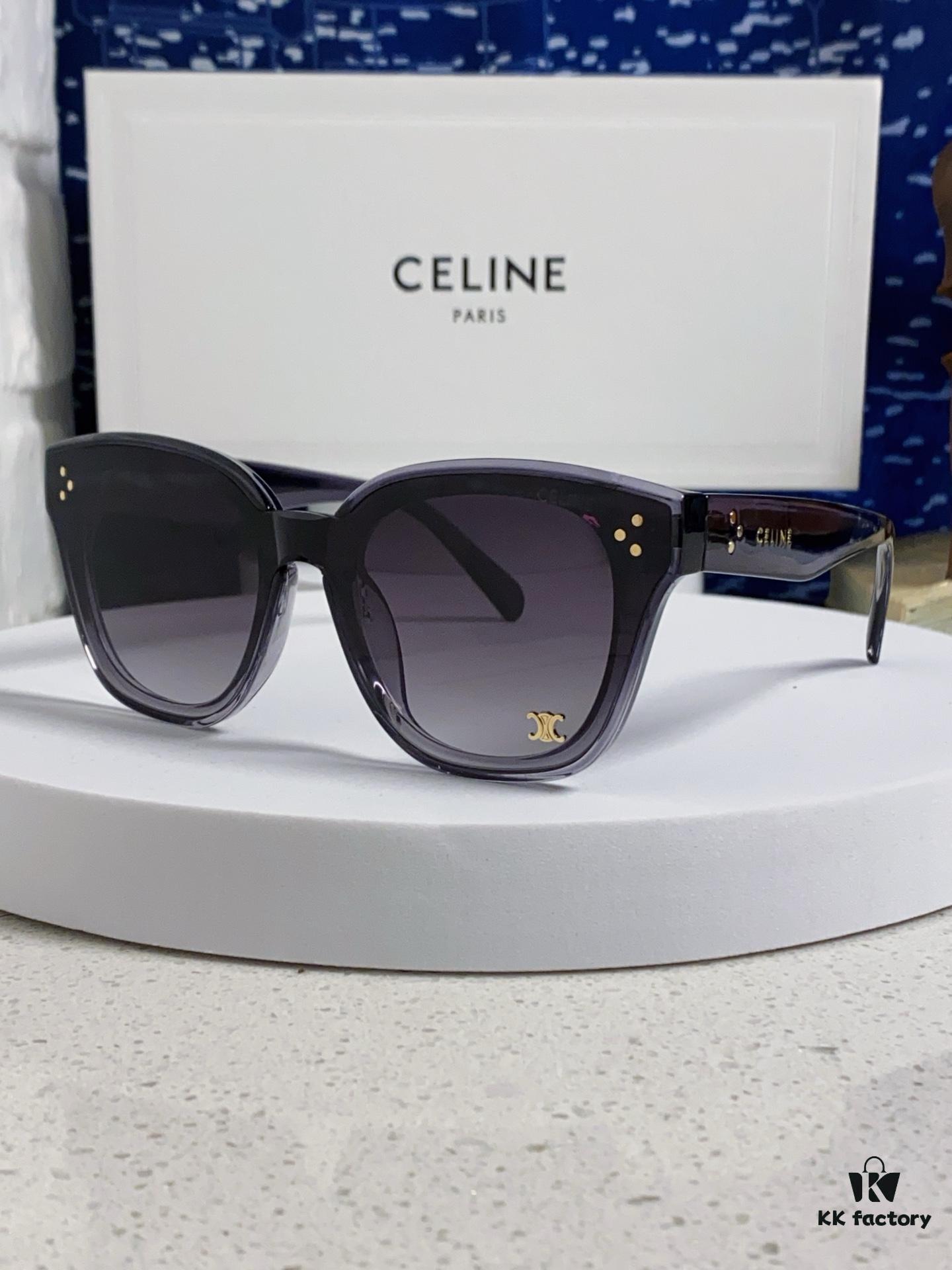 Celine 2025 New Korean-Style Fashion Sunglasses for Women, Avant-Garde Square Frame Inspired by Arc de Triomphe, Slimming Effect for Round Faces, Unisex UV-Protection Sunglasses