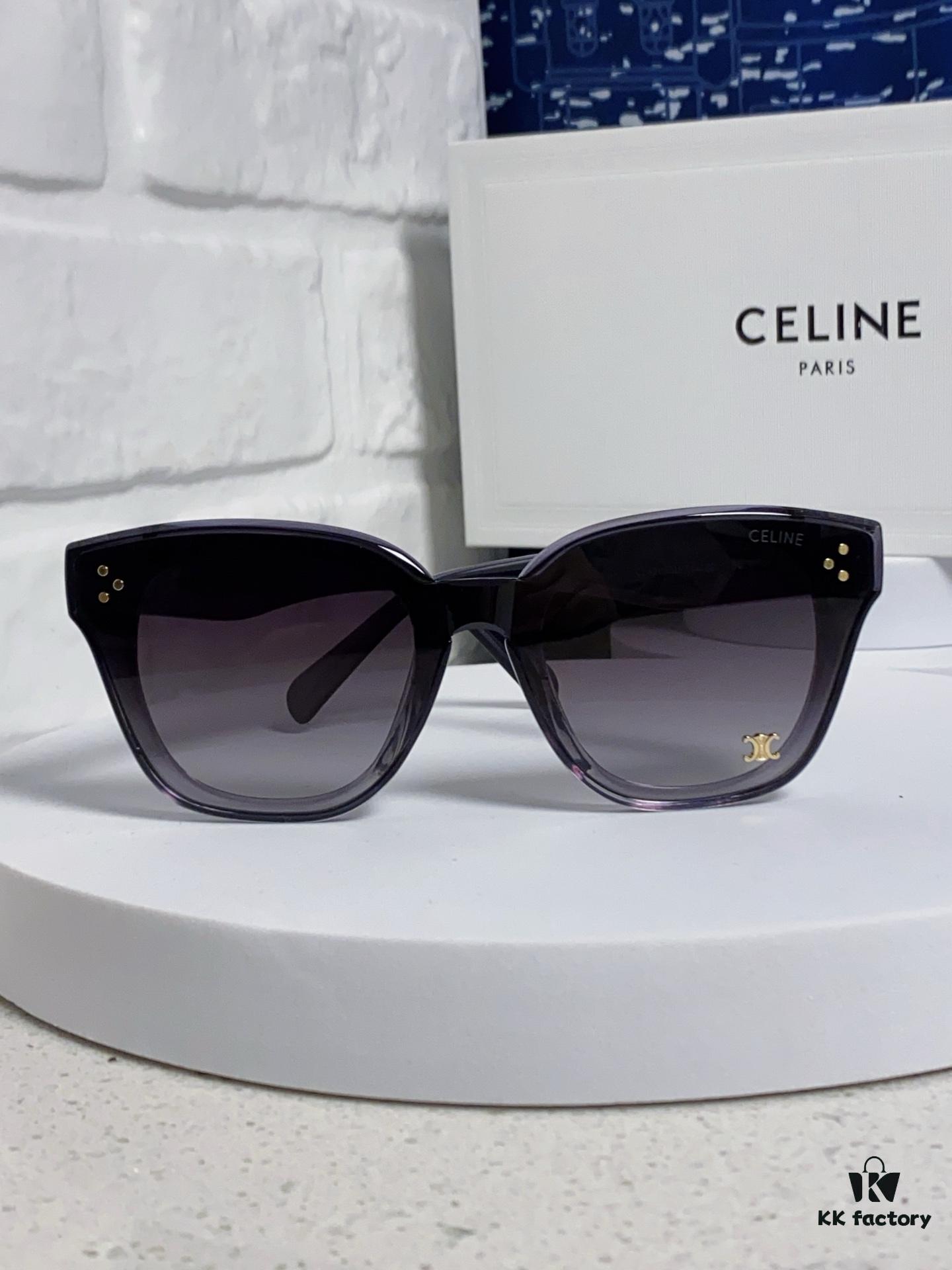 Celine 2025 New Korean-Style Fashion Sunglasses for Women, Avant-Garde Square Frame Inspired by Arc de Triomphe, Slimming Effect for Round Faces, Unisex UV-Protection Sunglasses