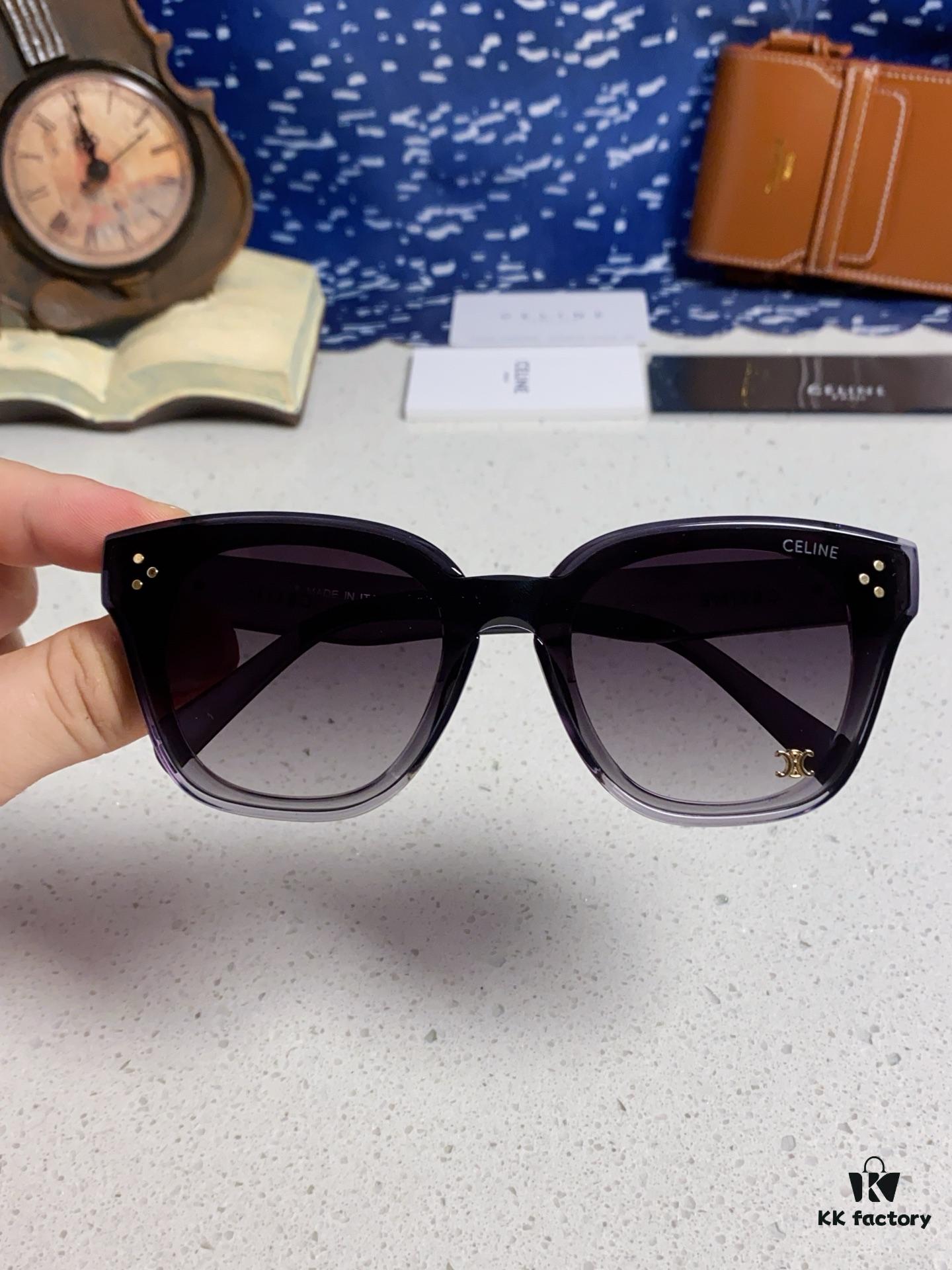 Celine 2025 New Korean-Style Fashion Sunglasses for Women, Avant-Garde Square Frame Inspired by Arc de Triomphe, Slimming Effect for Round Faces, Unisex UV-Protection Sunglasses