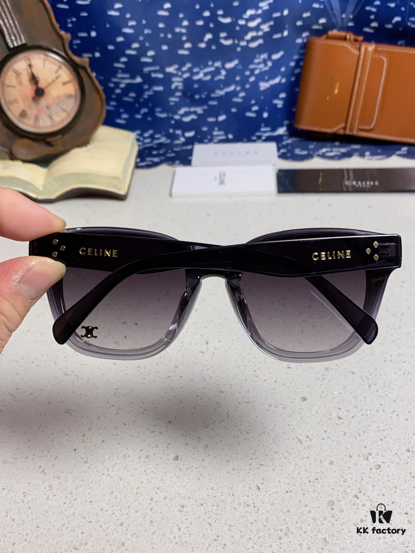 Celine 2025 New Korean-Style Fashion Sunglasses for Women, Avant-Garde Square Frame Inspired by Arc de Triomphe, Slimming Effect for Round Faces, Unisex UV-Protection Sunglasses