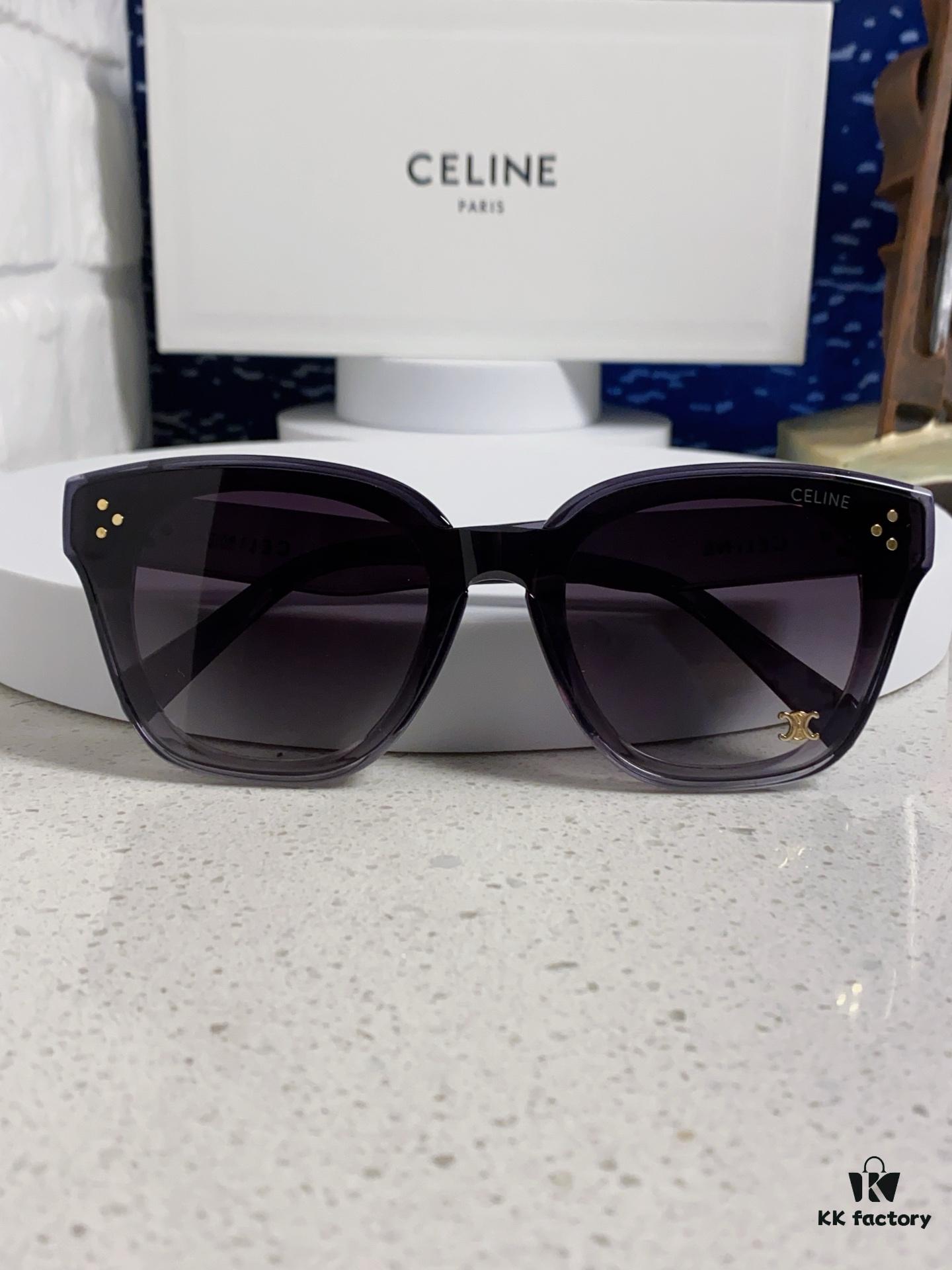 Celine 2025 New Korean-Style Fashion Sunglasses for Women, Avant-Garde Square Frame Inspired by Arc de Triomphe, Slimming Effect for Round Faces, Unisex UV-Protection Sunglasses