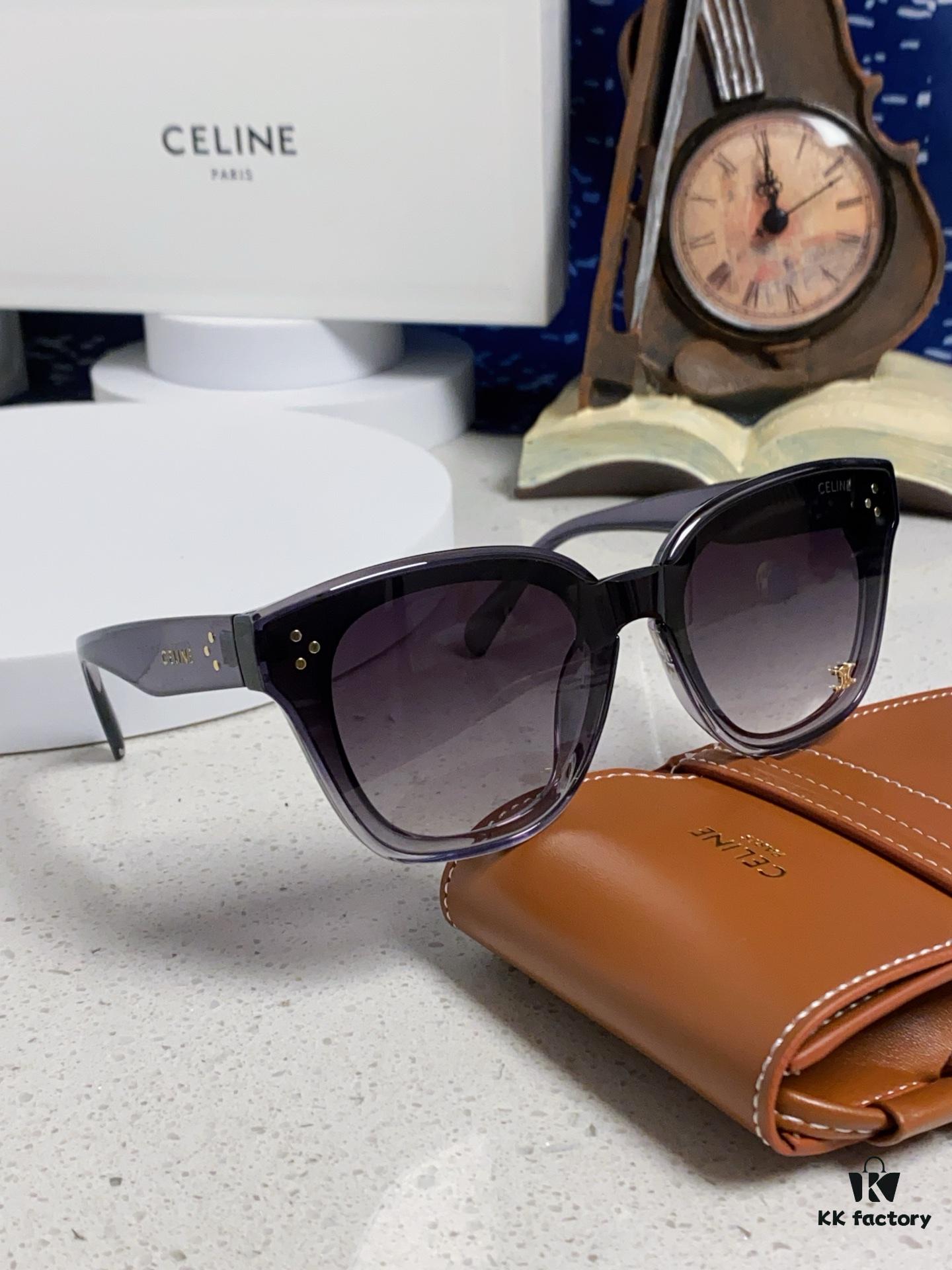 Celine 2025 New Korean-Style Fashion Sunglasses for Women, Avant-Garde Square Frame Inspired by Arc de Triomphe, Slimming Effect for Round Faces, Unisex UV-Protection Sunglasses