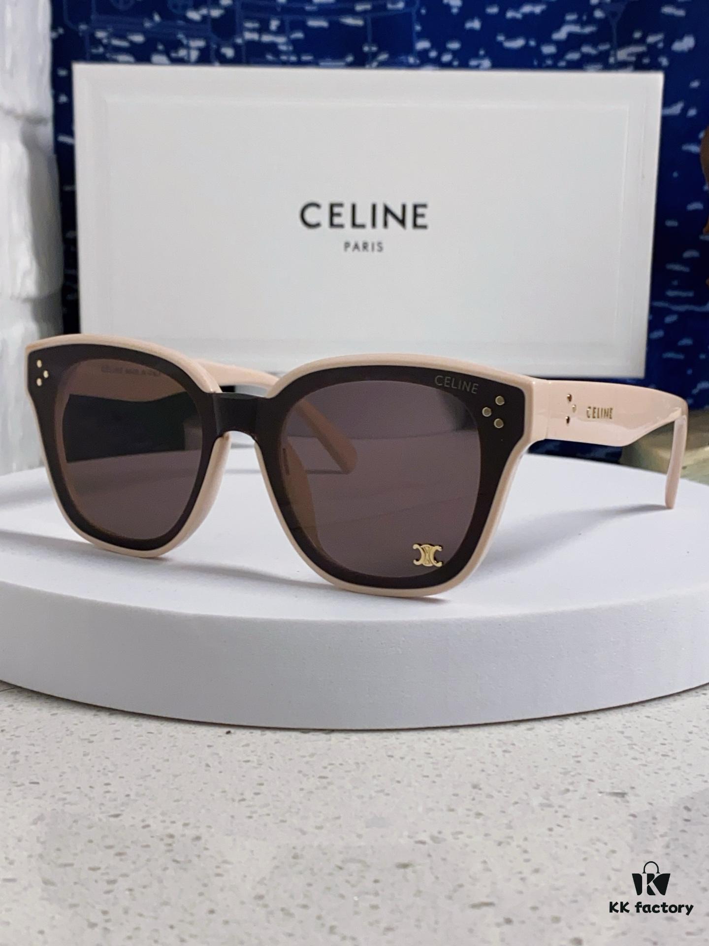 Celine 2025 New Korean-Style Fashion Sunglasses for Women, Avant-Garde Square Frame Inspired by Arc de Triomphe, Slimming Look for Round Faces, Unisex UV-Protective Sun Glasses