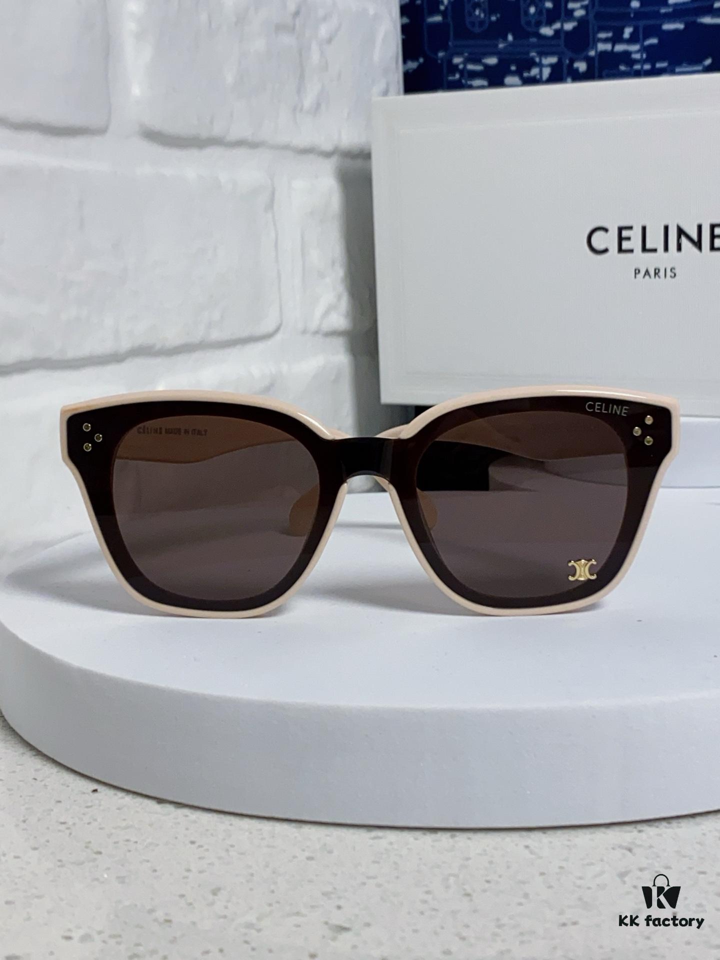 Celine 2025 New Korean-Style Fashion Sunglasses for Women, Avant-Garde Square Frame Inspired by Arc de Triomphe, Slimming Look for Round Faces, Unisex UV-Protective Sun Glasses