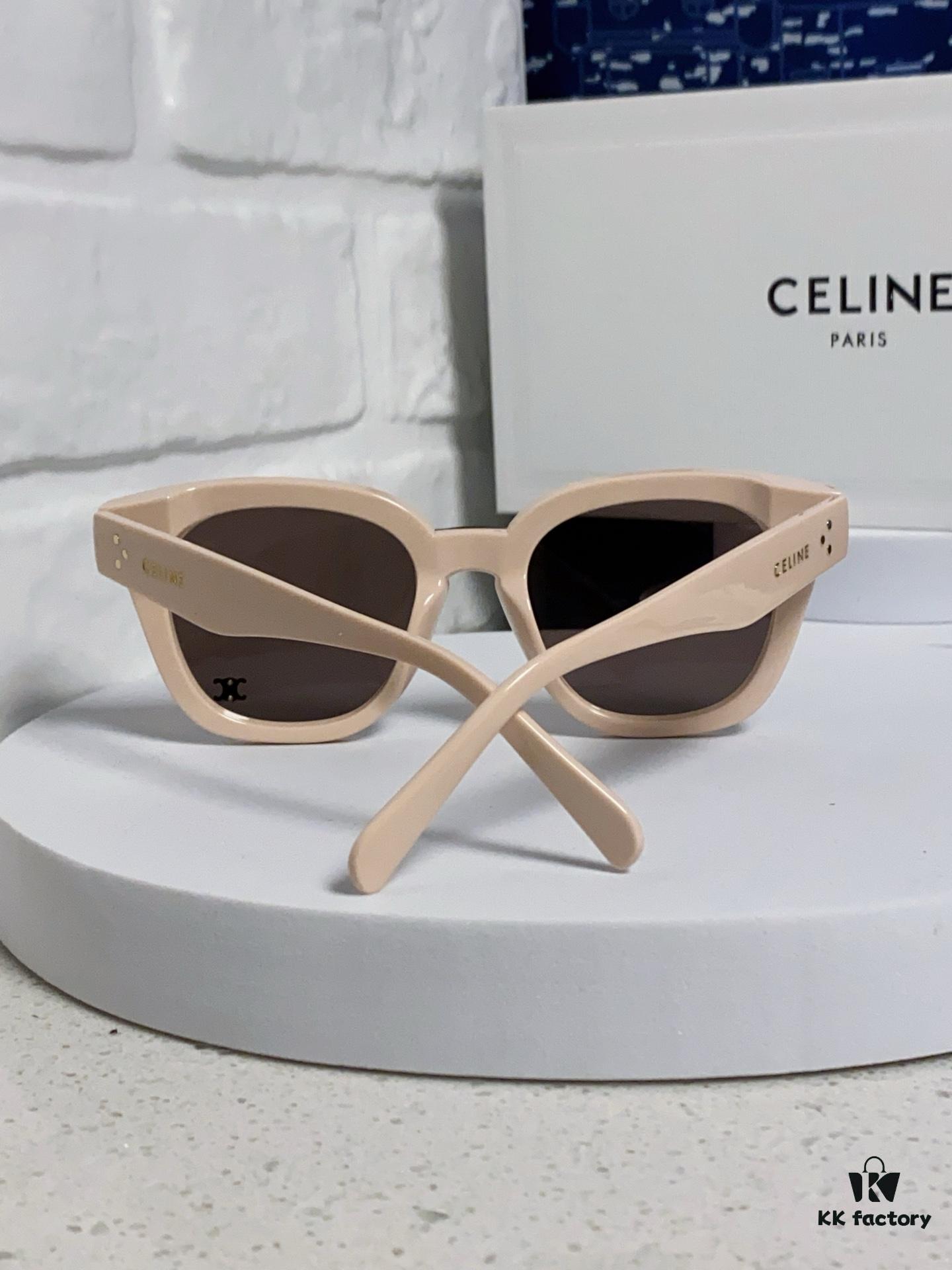 Celine 2025 New Korean-Style Fashion Sunglasses for Women, Avant-Garde Square Frame Inspired by Arc de Triomphe, Slimming Look for Round Faces, Unisex UV-Protective Sun Glasses