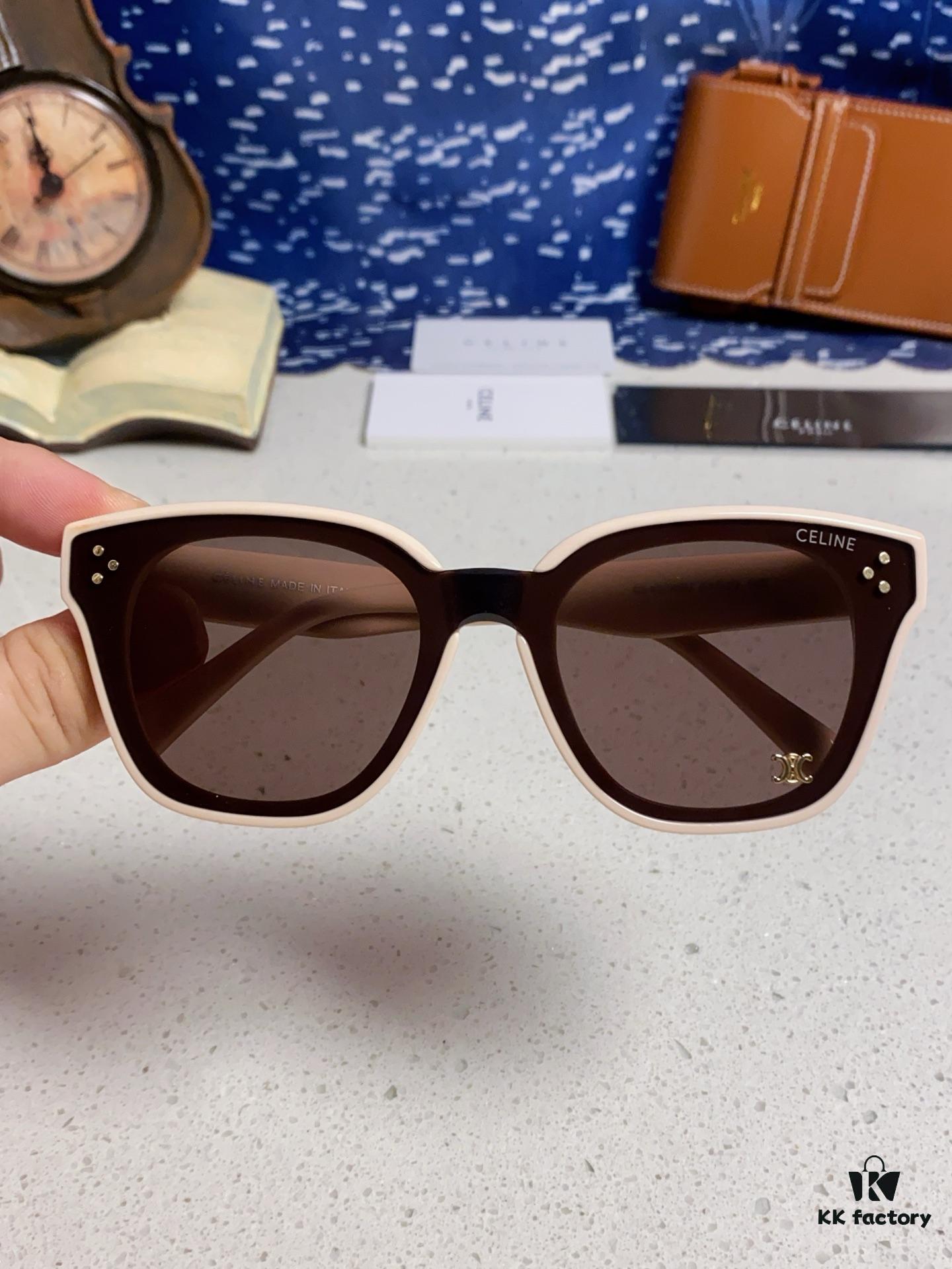 Celine 2025 New Korean-Style Fashion Sunglasses for Women, Avant-Garde Square Frame Inspired by Arc de Triomphe, Slimming Look for Round Faces, Unisex UV-Protective Sun Glasses