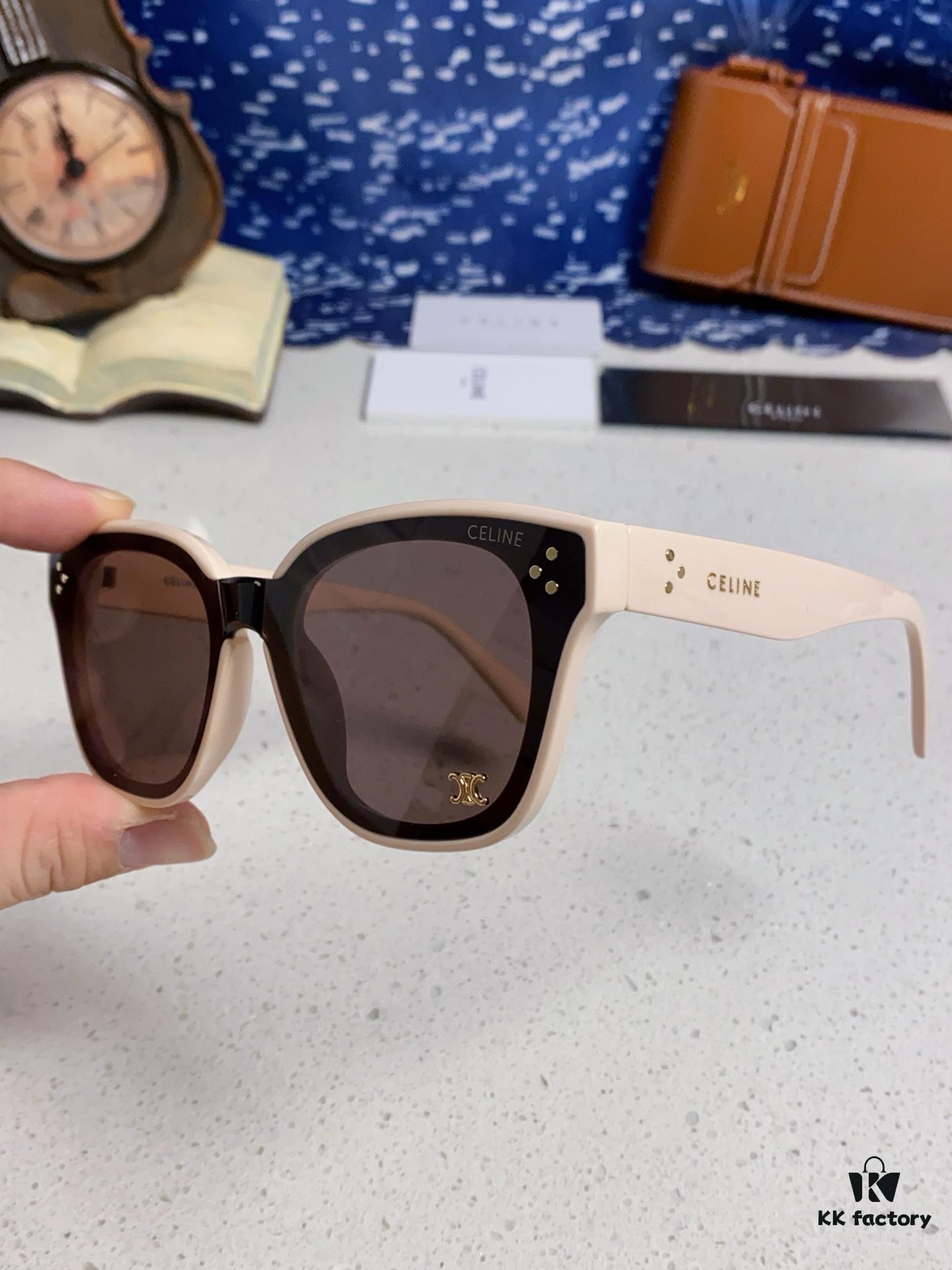 Celine 2025 New Korean-Style Fashion Sunglasses for Women, Avant-Garde Square Frame Inspired by Arc de Triomphe, Slimming Look for Round Faces, Unisex UV-Protective Sun Glasses