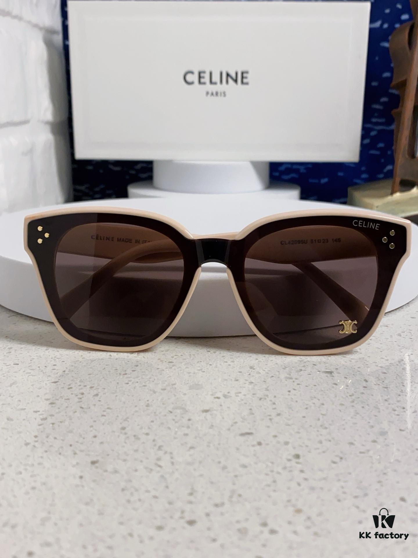 Celine 2025 New Korean-Style Fashion Sunglasses for Women, Avant-Garde Square Frame Inspired by Arc de Triomphe, Slimming Look for Round Faces, Unisex UV-Protective Sun Glasses