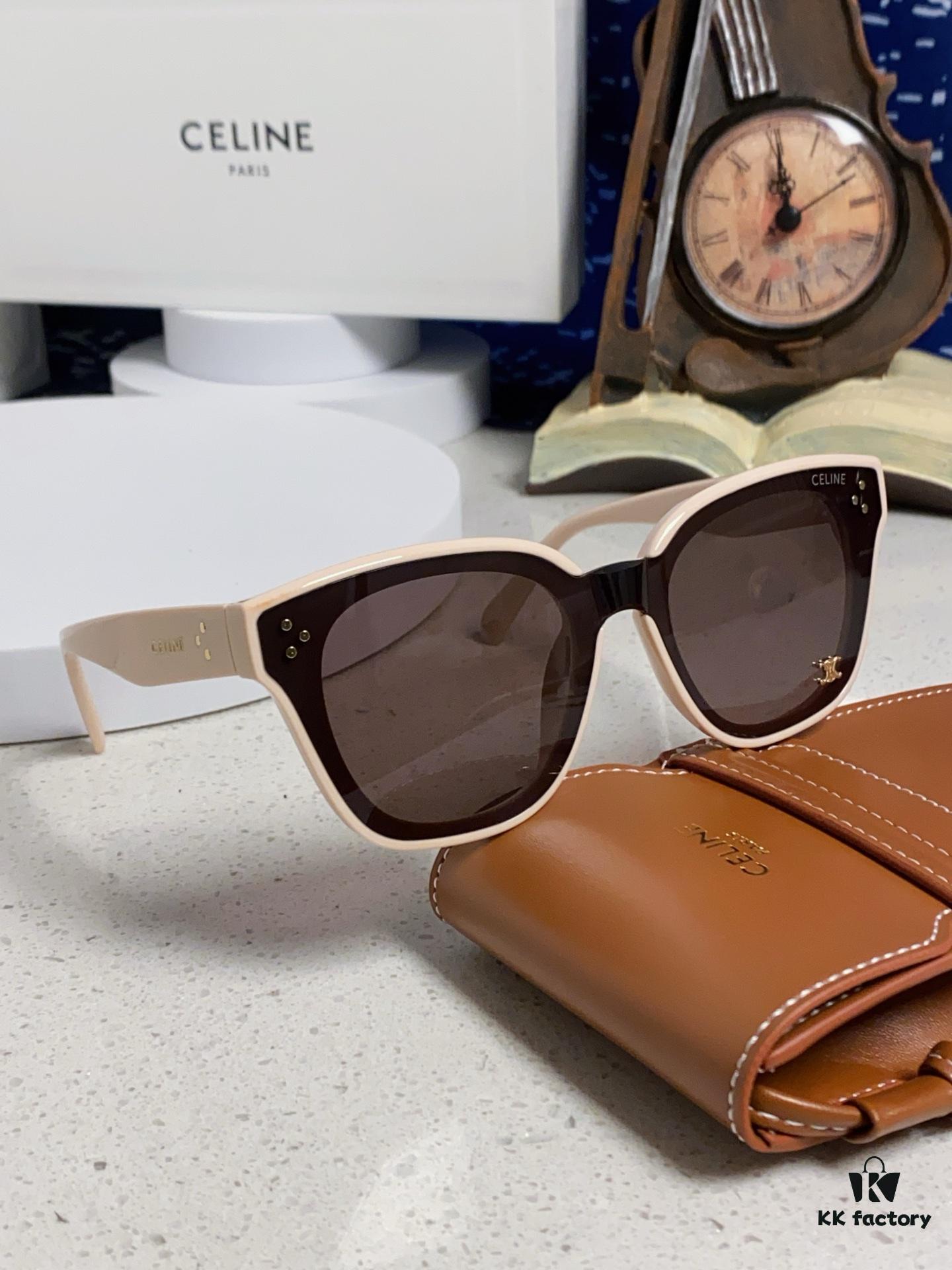 Celine 2025 New Korean-Style Fashion Sunglasses for Women, Avant-Garde Square Frame Inspired by Arc de Triomphe, Slimming Look for Round Faces, Unisex UV-Protective Sun Glasses