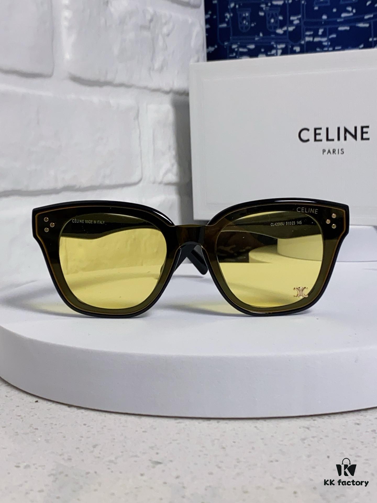 Celine 2025 New Korean-style Fashion Sunglasses for Women, Avant-garde Square Frame Sunglasses Inspired by Arc de Triomphe, Slimming Look for Round Faces, UV-Protective Unisex Sun Glasses