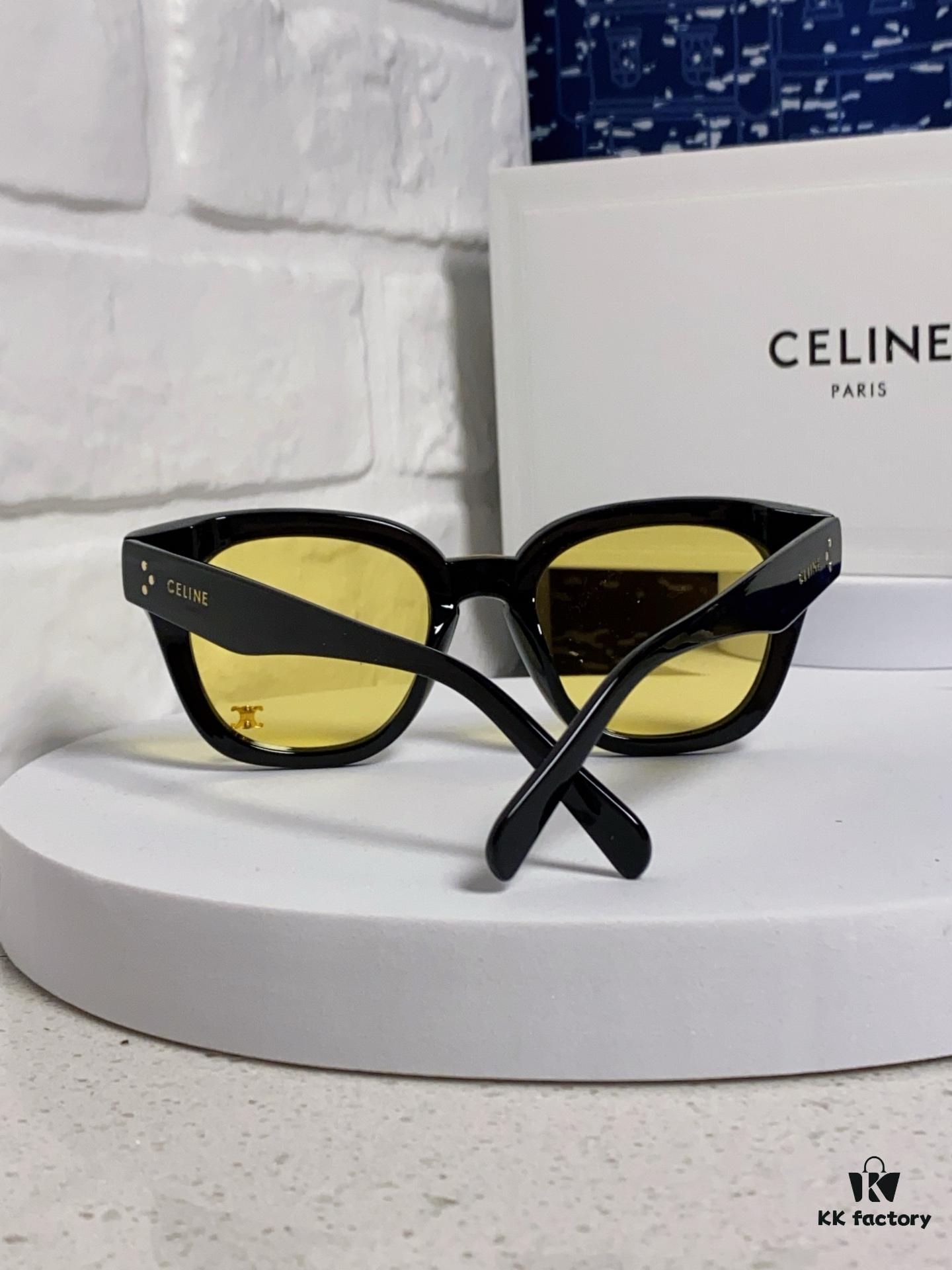 Celine 2025 New Korean-style Fashion Sunglasses for Women, Avant-garde Square Frame Sunglasses Inspired by Arc de Triomphe, Slimming Look for Round Faces, UV-Protective Unisex Sun Glasses