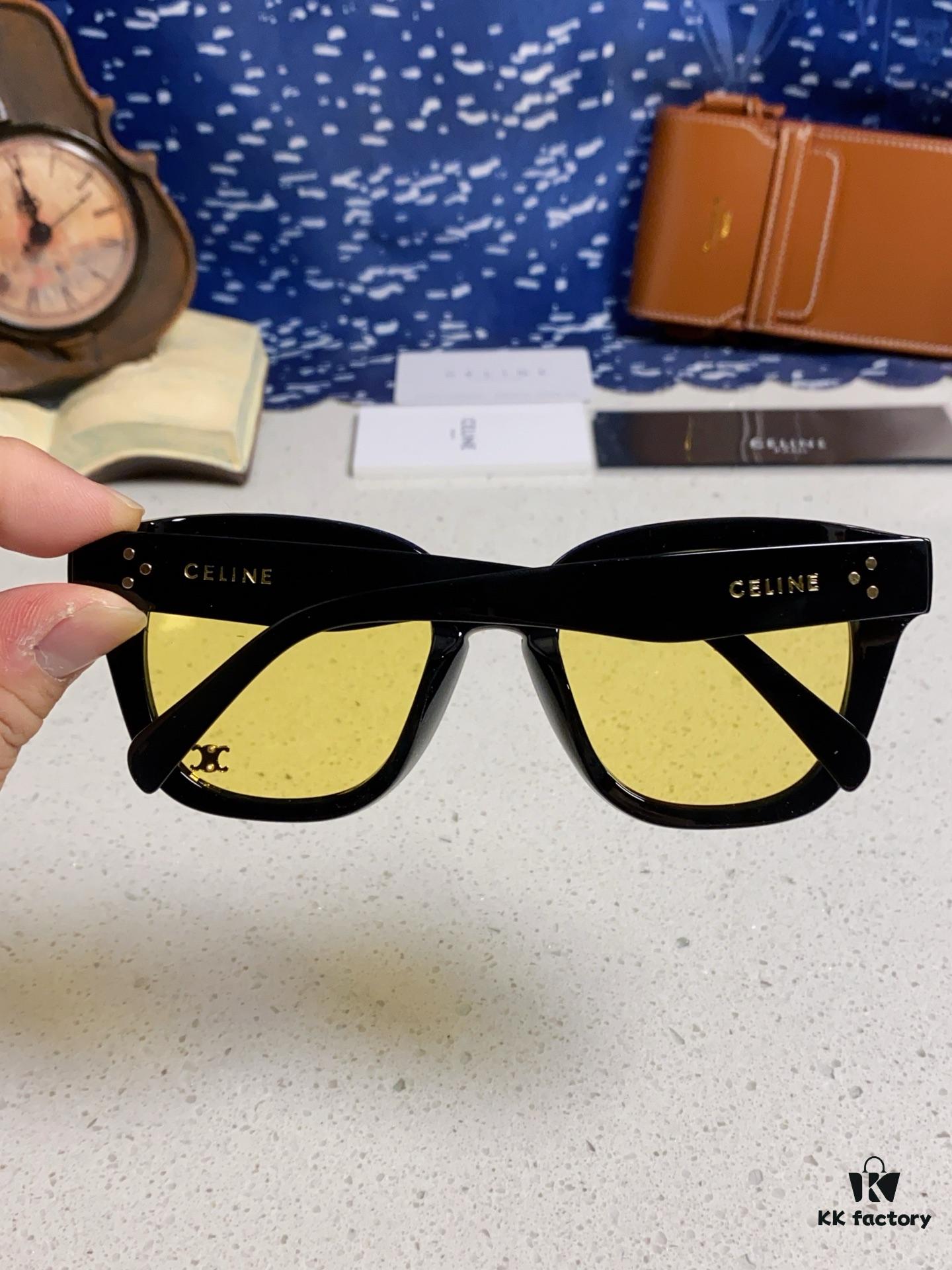 Celine 2025 New Korean-style Fashion Sunglasses for Women, Avant-garde Square Frame Sunglasses Inspired by Arc de Triomphe, Slimming Look for Round Faces, UV-Protective Unisex Sun Glasses