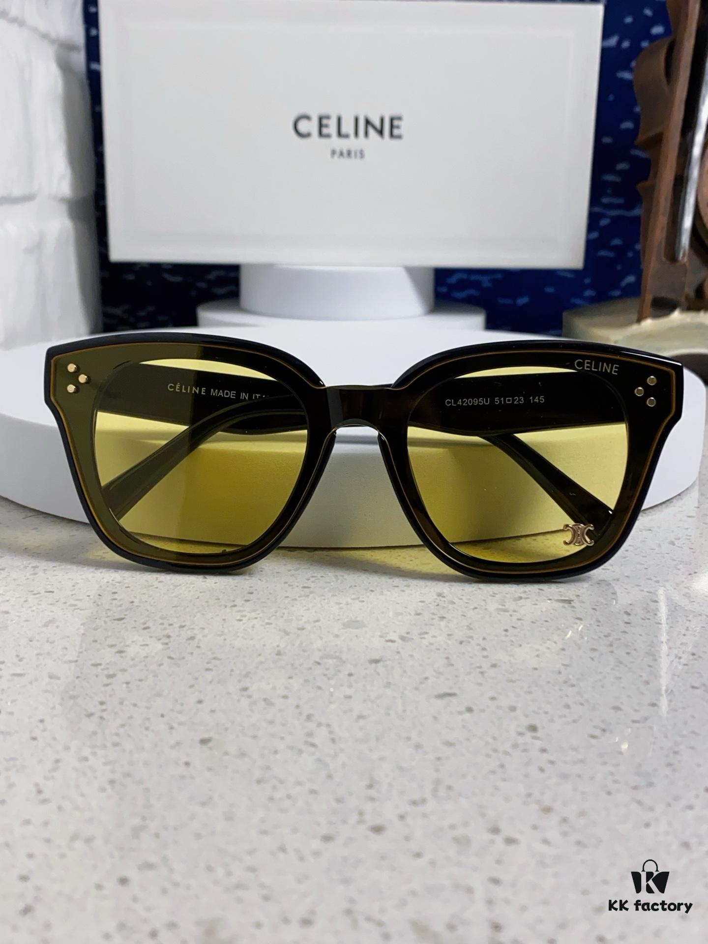 Celine 2025 New Korean-style Fashion Sunglasses for Women, Avant-garde Square Frame Sunglasses Inspired by Arc de Triomphe, Slimming Look for Round Faces, UV-Protective Unisex Sun Glasses
